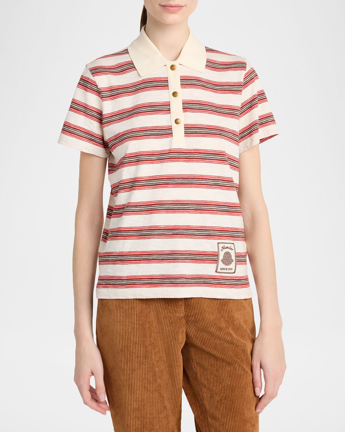Moncler Striped Short-Sleeve Polo | Thumbnail 4