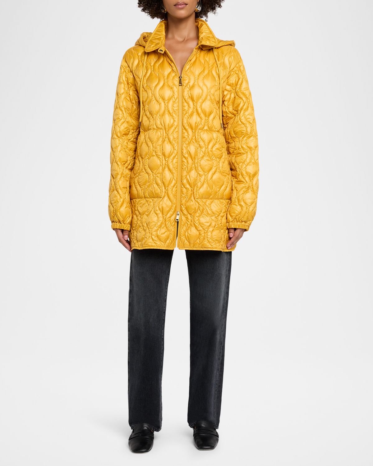 Moncler Balette Geometric Quilted Mid-Length Down Jacket | Thumbnail 5 Moncler Balette Geometric Quilted Mid-Length Down Jacket | Thumbnail 5