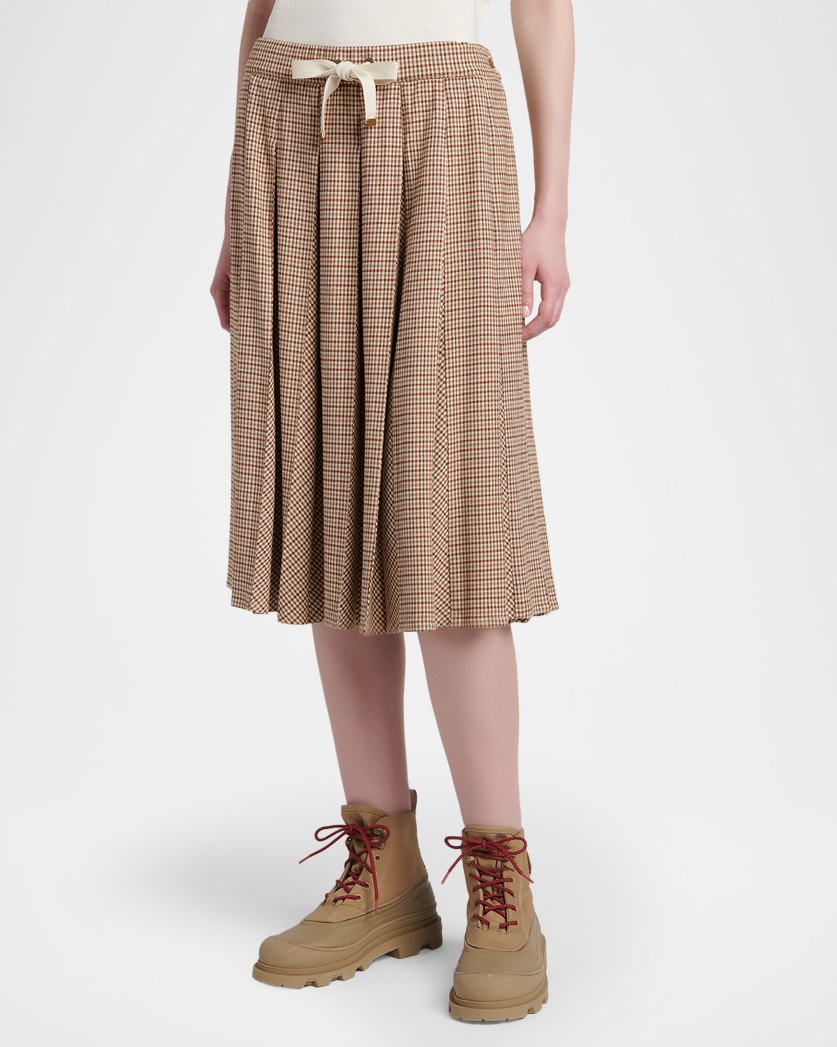Moncler Check Pleated Wool Midi Skirt | Thumbnail 4 Moncler Check Pleated Wool Midi Skirt | Thumbnail 4
