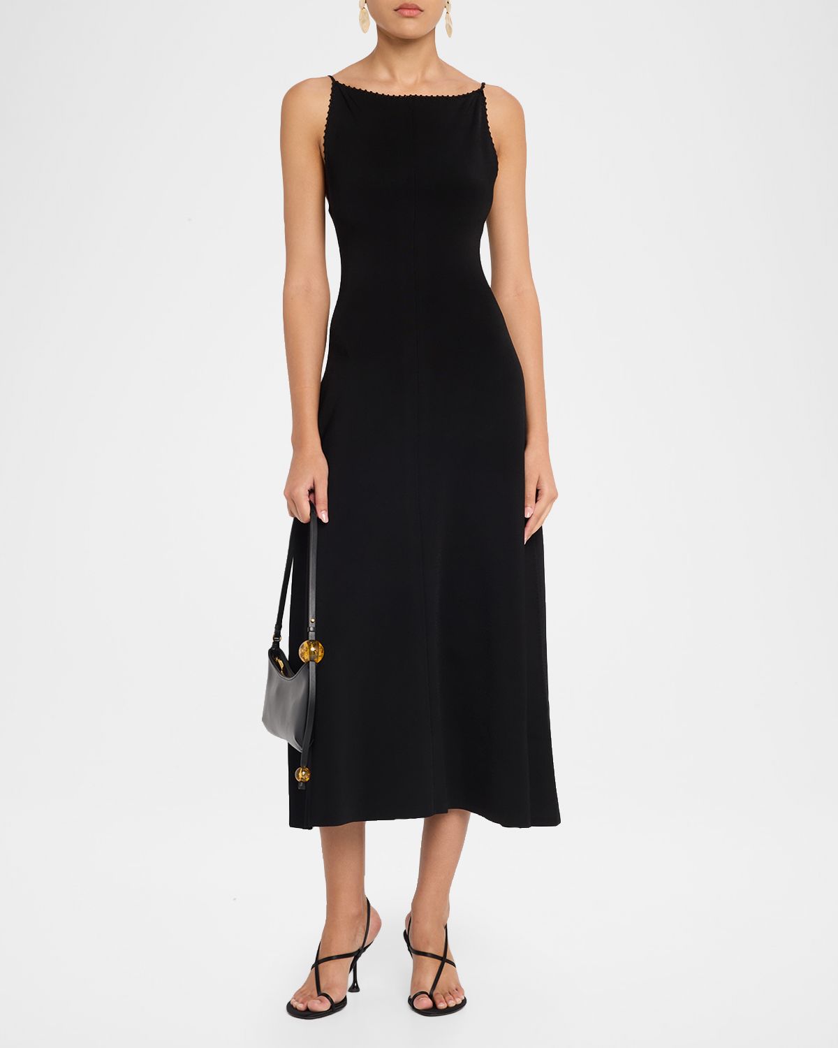 Theory Square-Neck Sleeveless Midi Dress