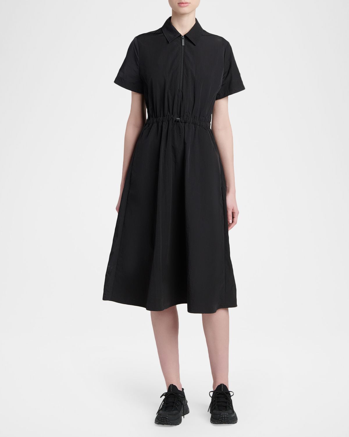 Moncler Short-Sleeve Nylon Midi Dress