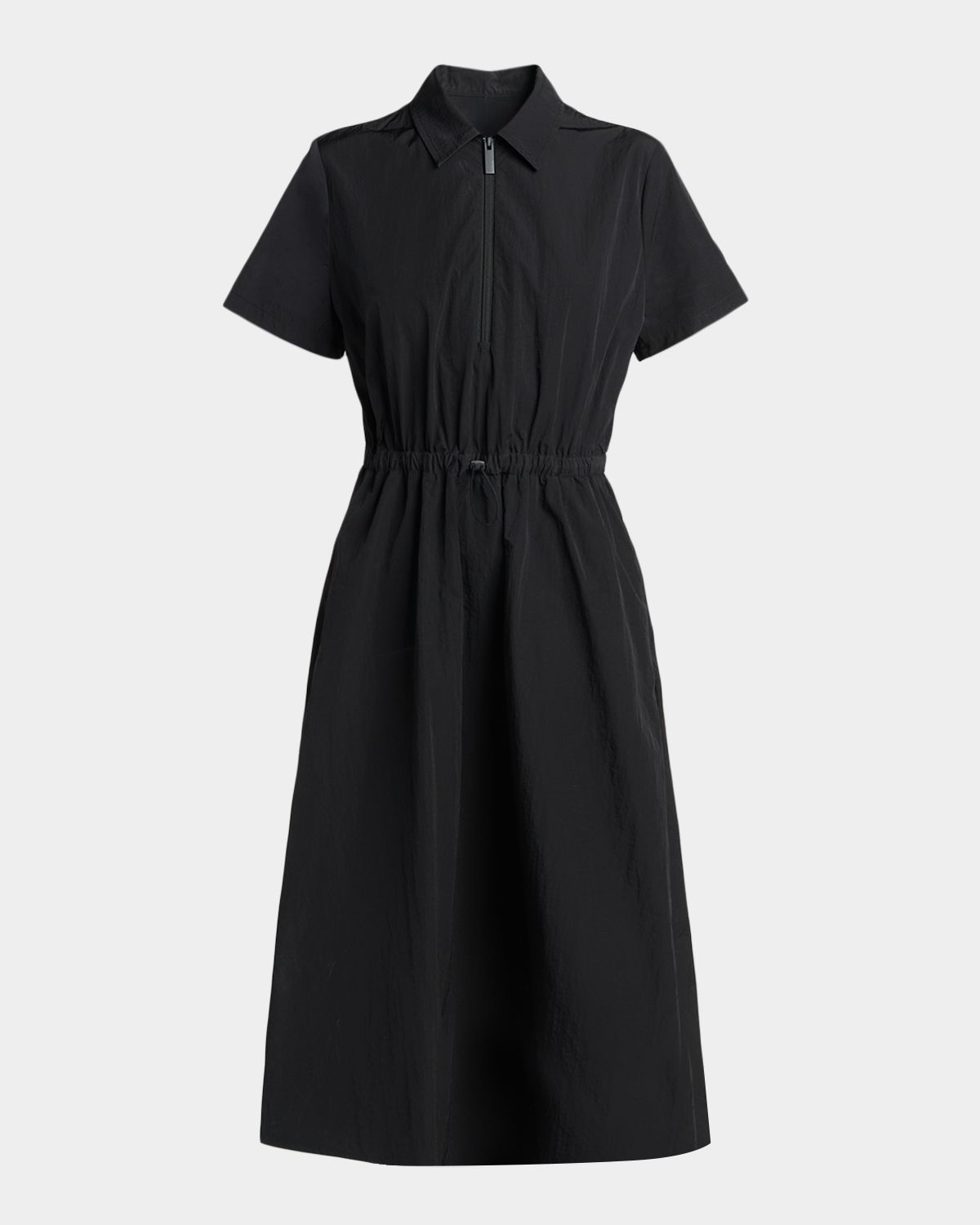 Moncler Short-Sleeve Nylon Midi Dress