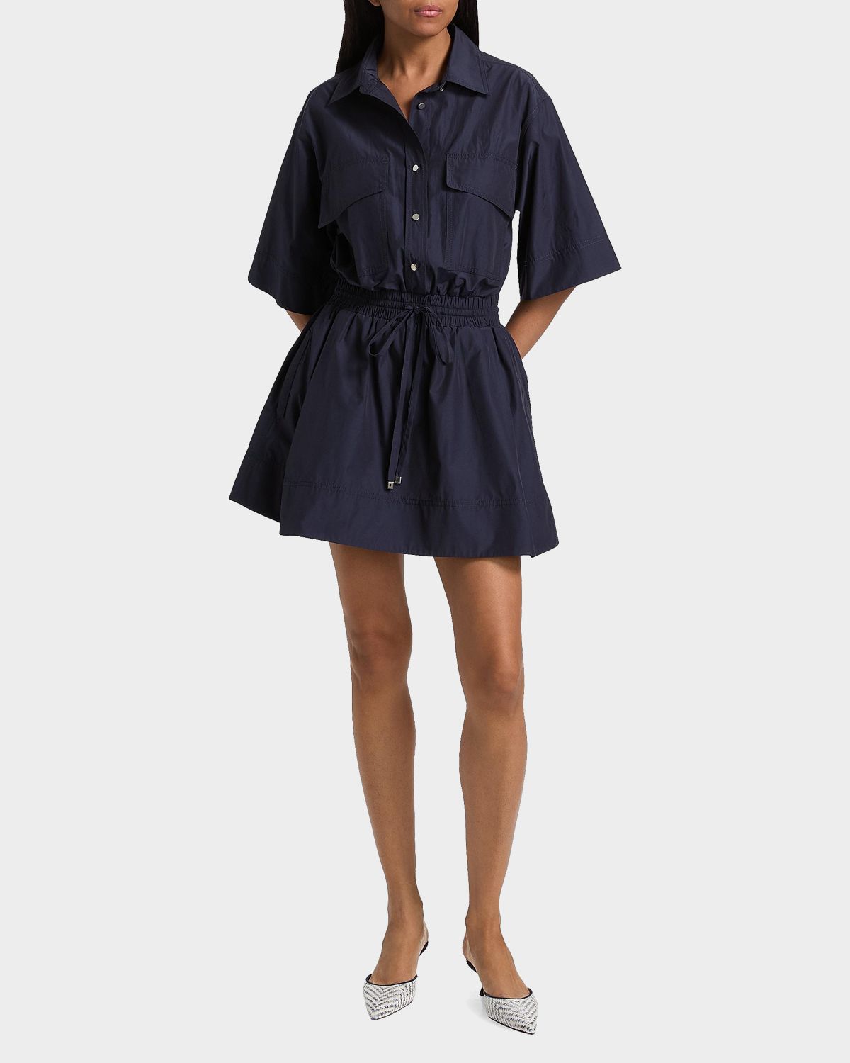 Derek Lam 10 Crosby Sabrina Cotton-Poplin Drawstring Mini Dress | Thumbnail 2 Derek Lam 10 Crosby Sabrina Cotton-Poplin Drawstring Mini Dress | Thumbnail 2
