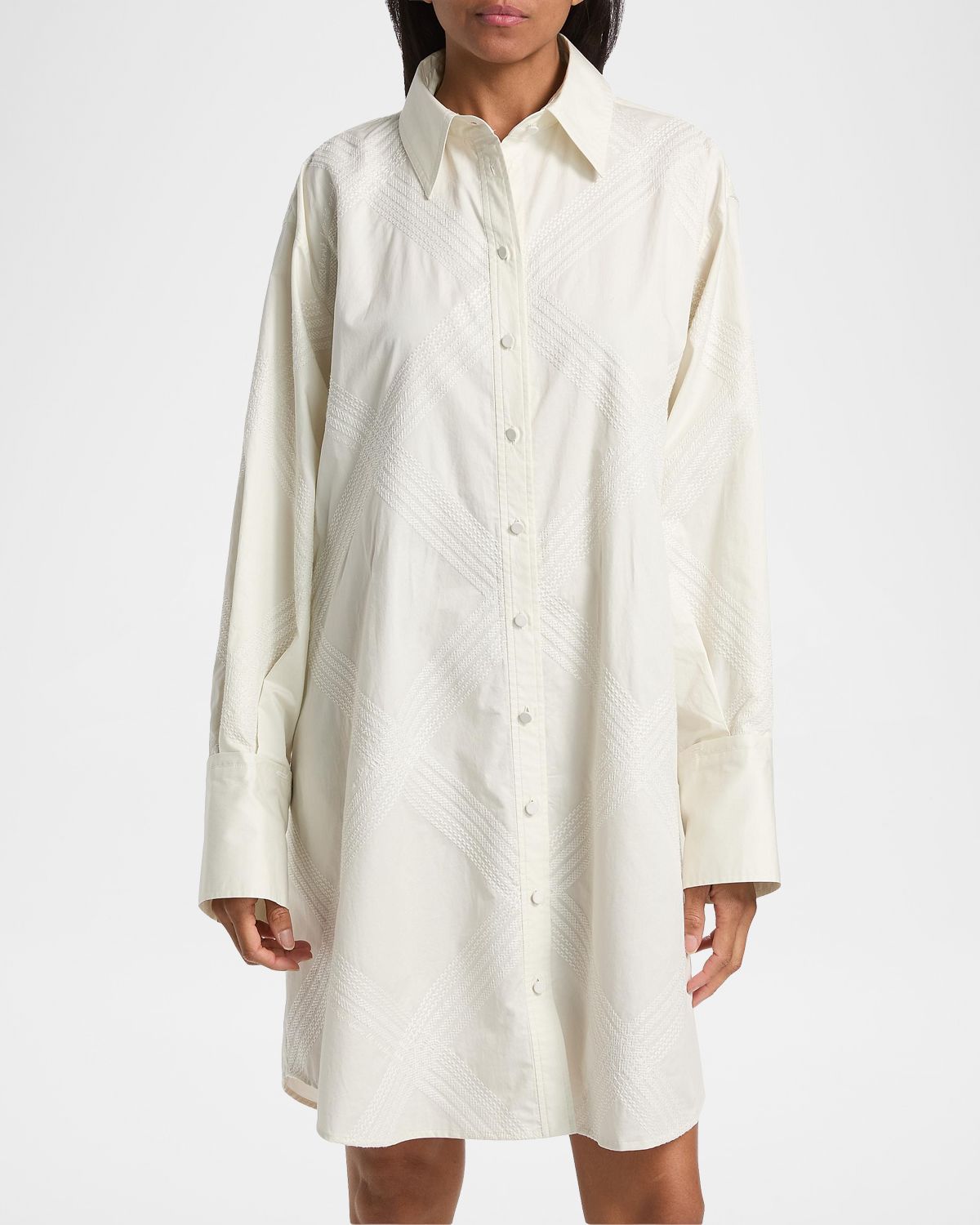 Derek Lam 10 Crosby Piper Embroidered Cotton-Blend Mini Shirtdress | Thumbnail 4 Derek Lam 10 Crosby Piper Embroidered Cotton-Blend Mini Shirtdress | Thumbnail 4