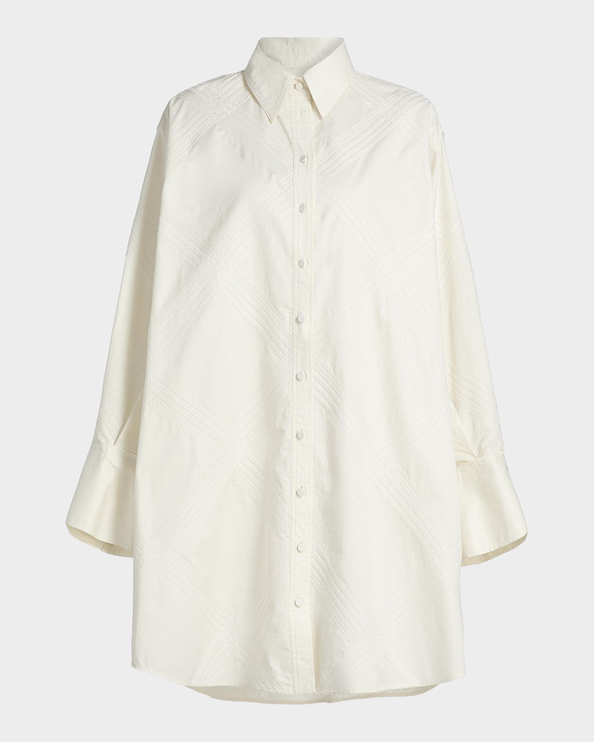 Derek Lam 10 Crosby Piper Embroidered Cotton-Blend Mini Shirtdress