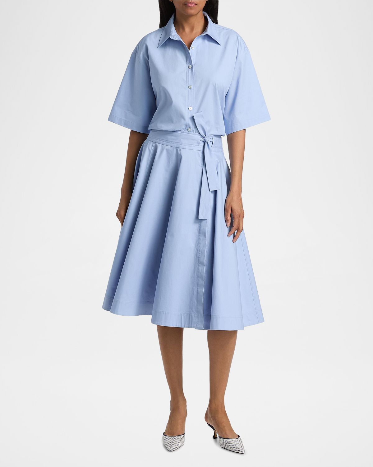 Derek Lam 10 Crosby Sage Cotton-Twill Wrap Skirt | Thumbnail 2 Derek Lam 10 Crosby Sage Cotton-Twill Wrap Skirt | Thumbnail 2