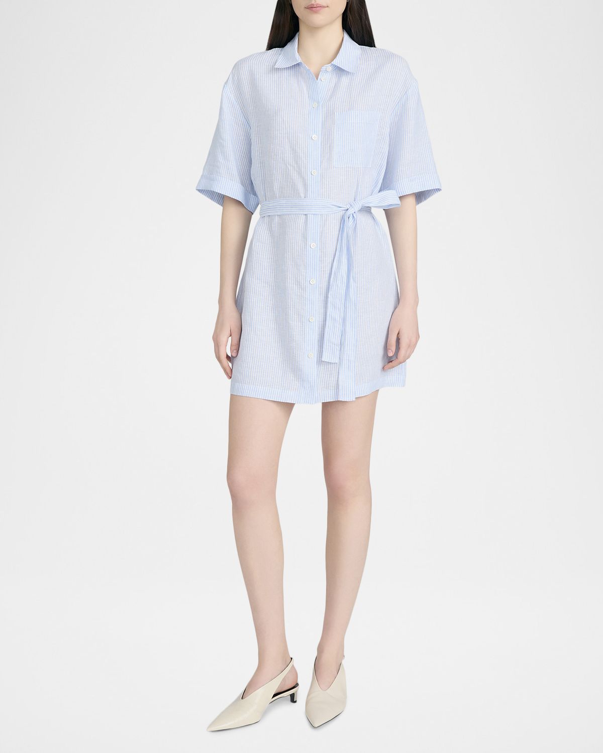FRAME The Linen Belted Mini Shirtdress | Thumbnail 8