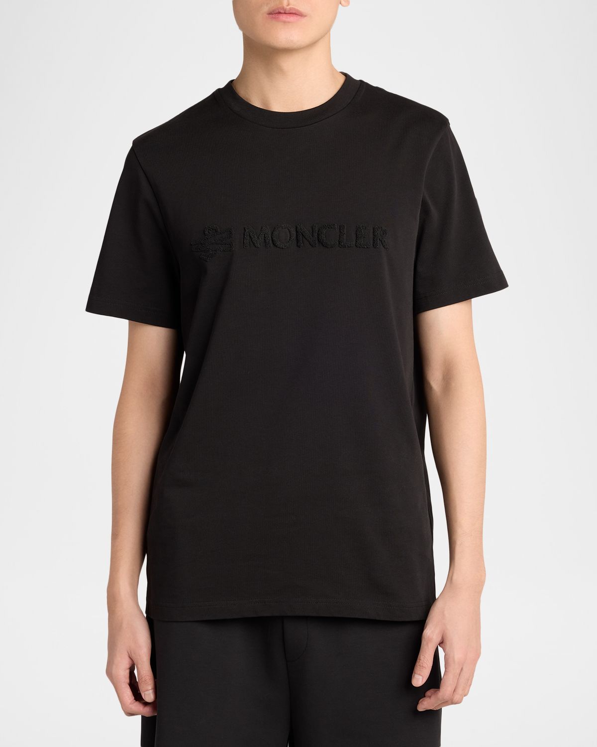 Moncler Men 's Tonal Terry-Logo Crewneck T-Shirt | Thumbnail 4 Moncler Men 's Tonal Terry-Logo Crewneck T-Shirt | Thumbnail 4