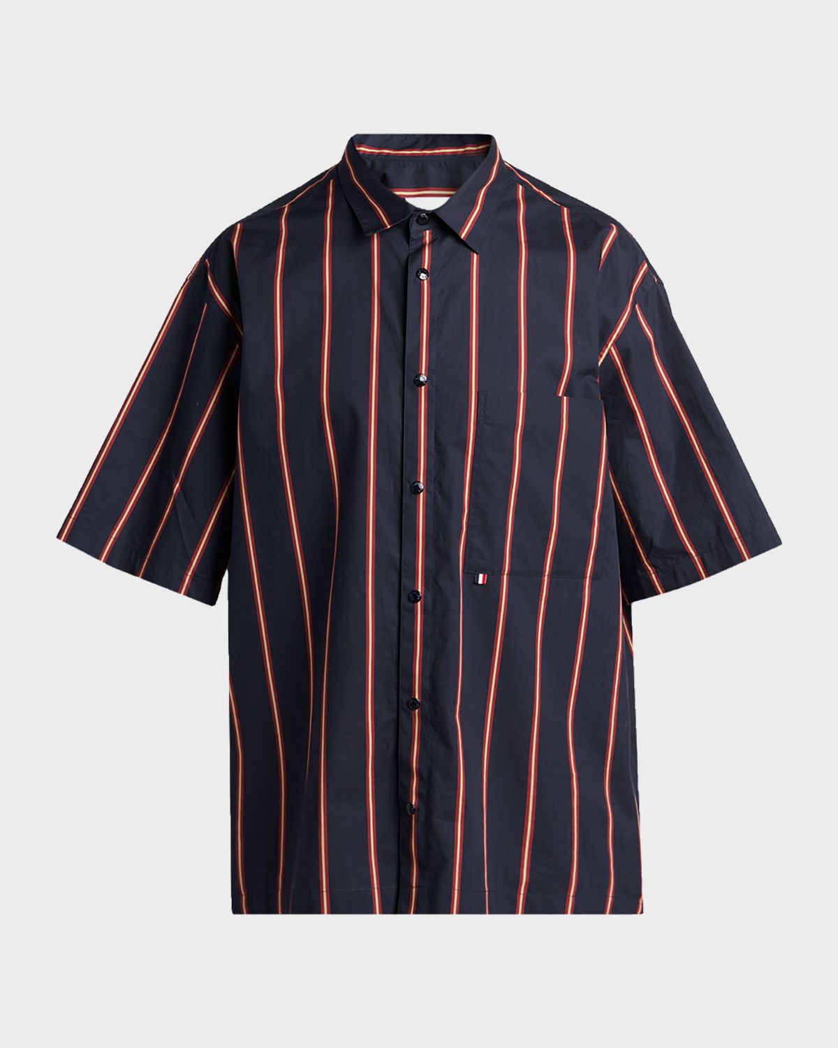 Moncler Men 's Striped Cotton Short-Sleeve Shirt - Women's Clothing