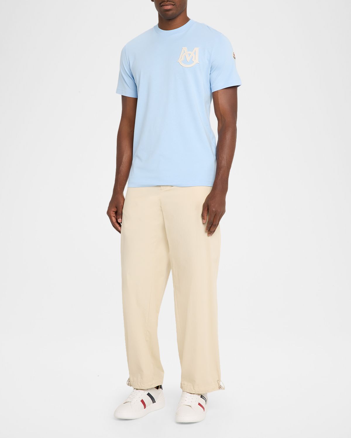 Moncler Men 's Crewneck Monogram Cotton Jersey T-Shirt | Thumbnail 2 Moncler Men 's Crewneck Monogram Cotton Jersey T-Shirt | Thumbnail 2