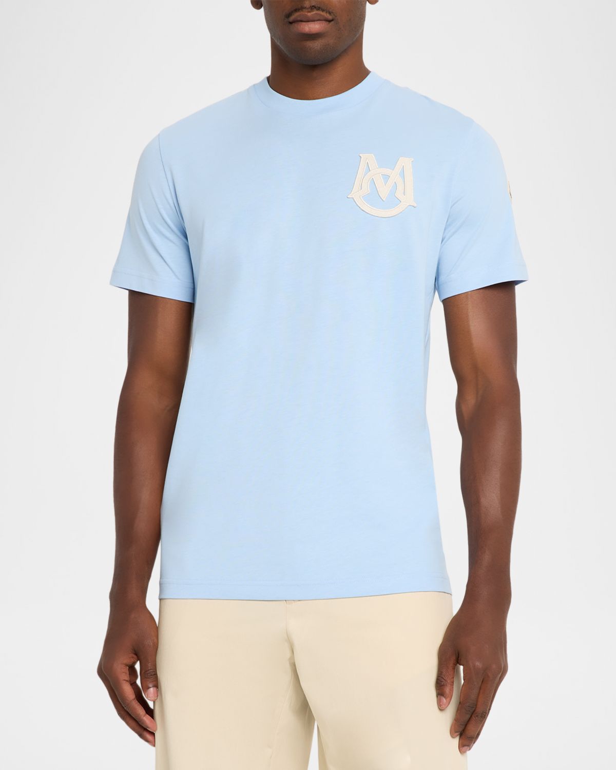 Moncler Men 's Crewneck Monogram Cotton Jersey T-Shirt | Thumbnail 4 Moncler Men 's Crewneck Monogram Cotton Jersey T-Shirt | Thumbnail 4