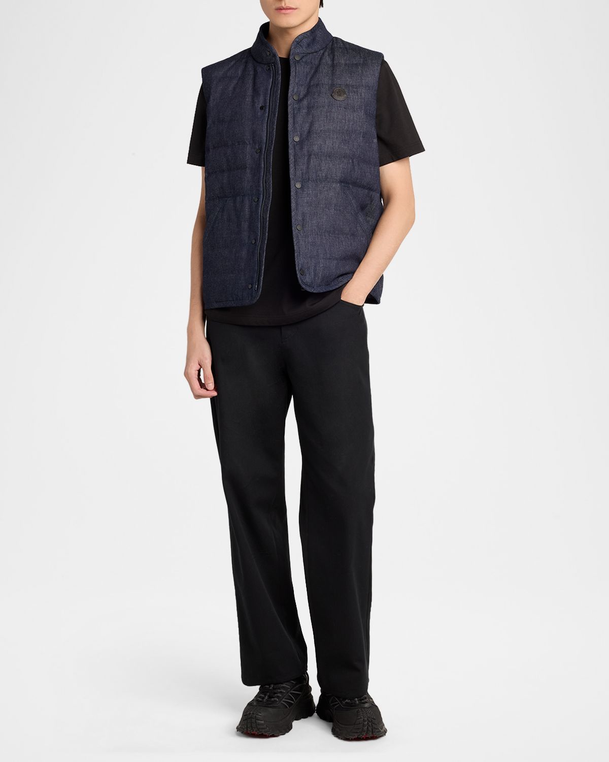 Moncler Men 's Liorane Denim Down Vest | Thumbnail 2 Moncler Men 's Liorane Denim Down Vest | Thumbnail 2