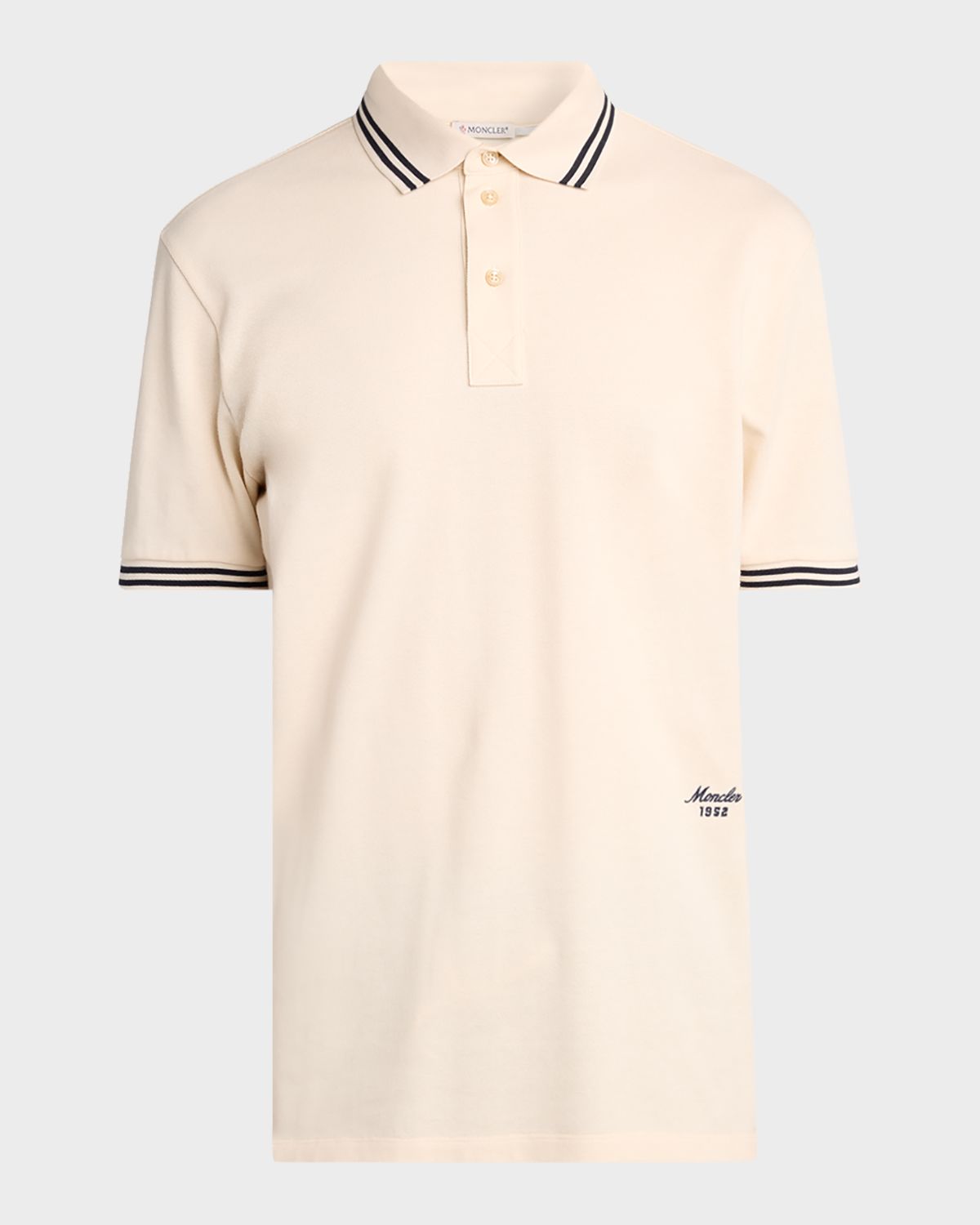 Moncler Men 's Striped Cotton Pique Polo Shirt