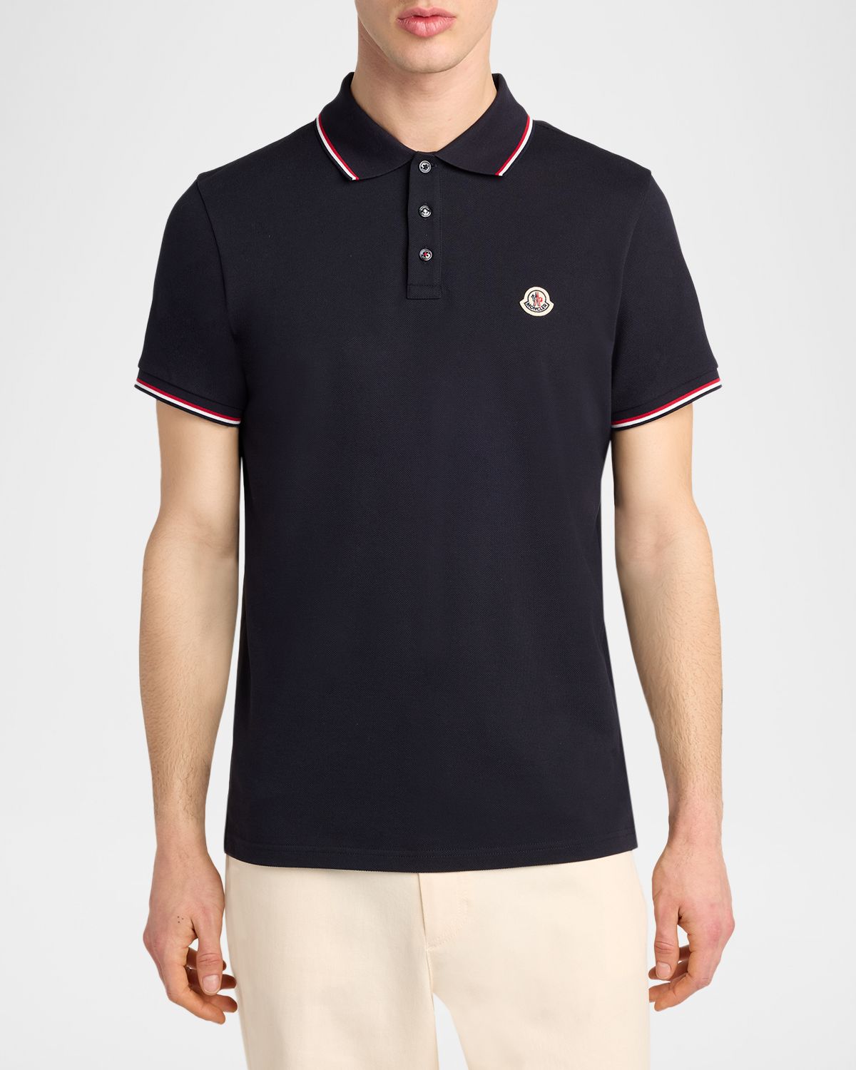 Moncler en 's Striped-Trim Cotton Pique Polo Shirt | Thumbnail 4 Moncler en 's Striped-Trim Cotton Pique Polo Shirt | Thumbnail 4