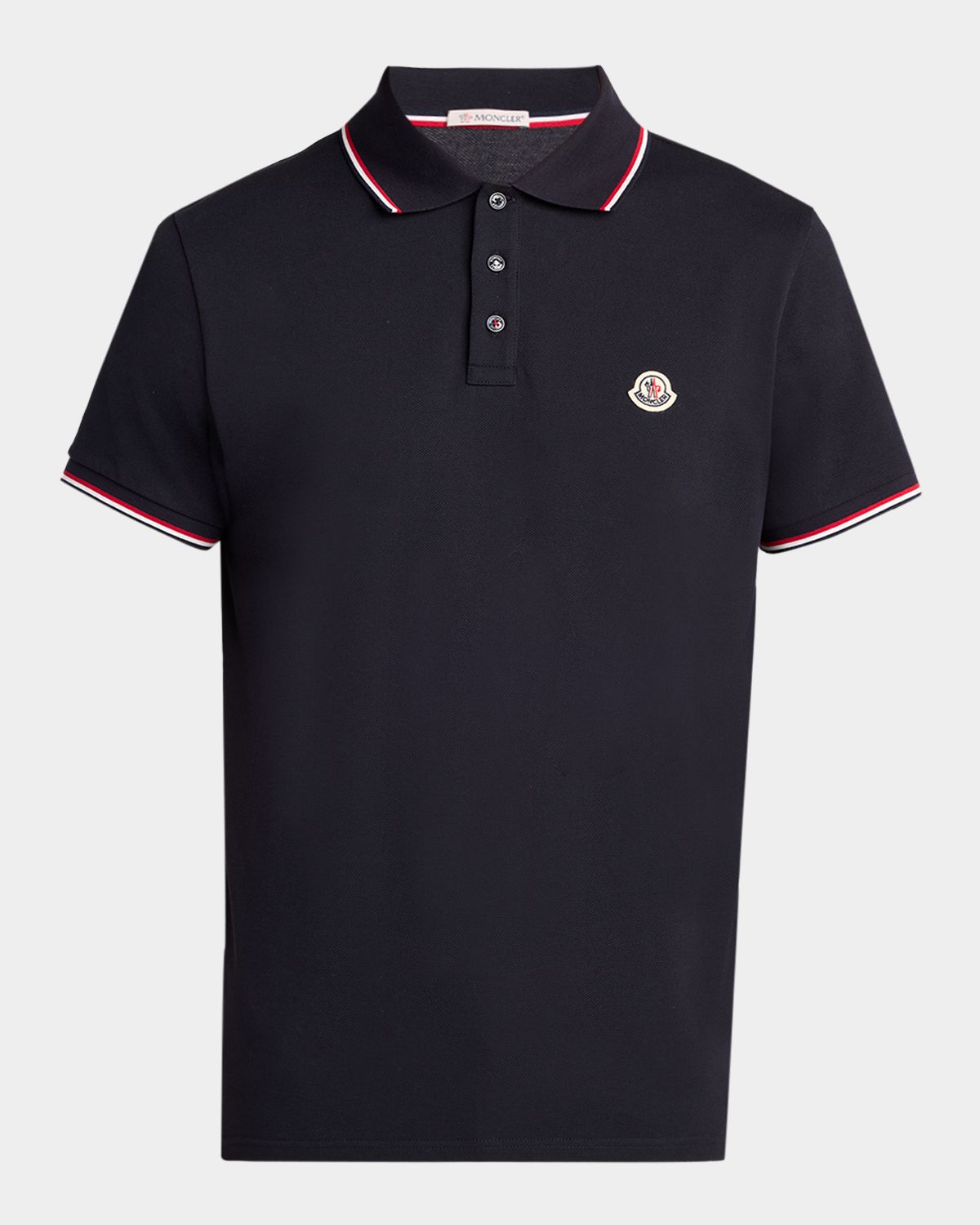 Moncler en 's Striped-Trim Cotton Pique Polo Shirt