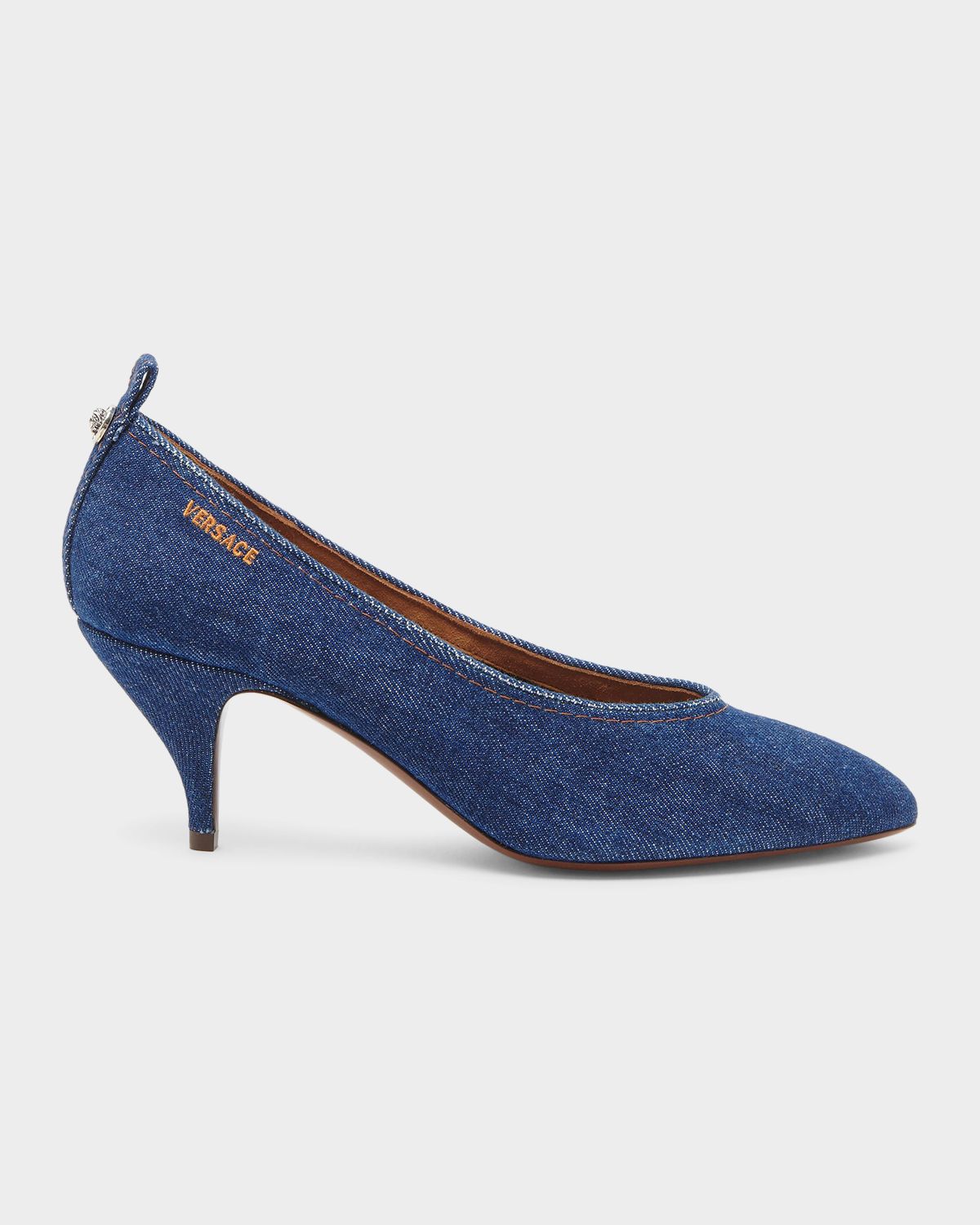 Versace 65MM Denim Stiletto-Heel Pumps | Thumbnail 6 Versace 65MM Denim Stiletto-Heel Pumps | Thumbnail 6