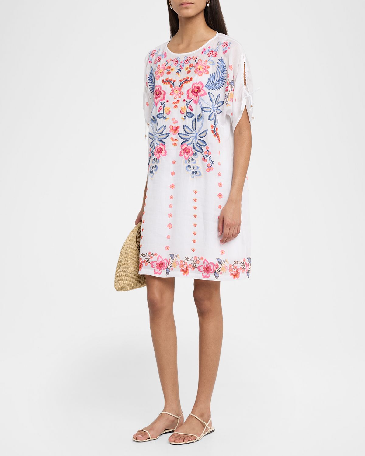 Johnny Was Embroidered Split-Sleeve Mini Dress | Thumbnail 4