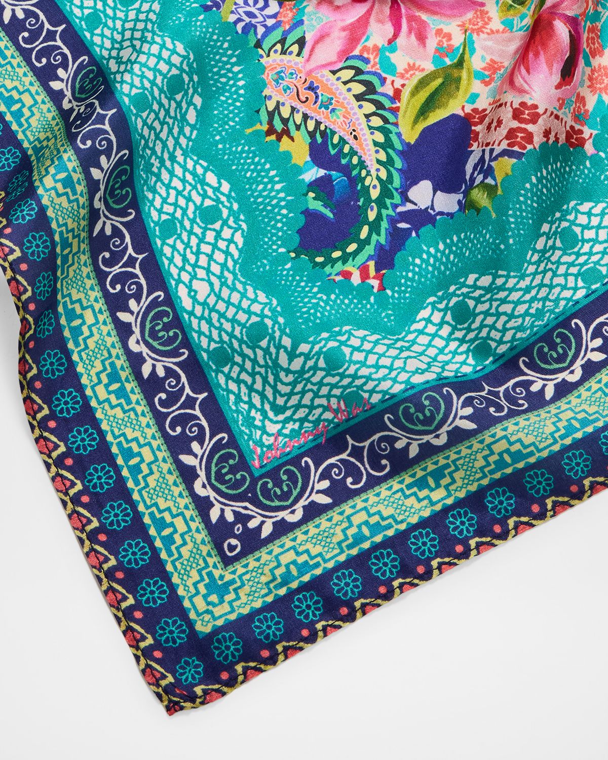 Johnny Was Romana Floral-Print Silk Square Scarf | Thumbnail 4