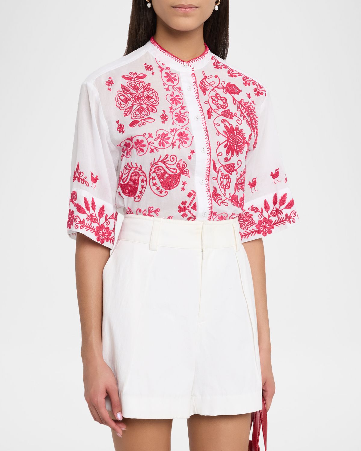 Johnny Was Floral-Embroidered Cotton Shirt | Thumbnail 4 Johnny Was Floral-Embroidered Cotton Shirt | Thumbnail 4