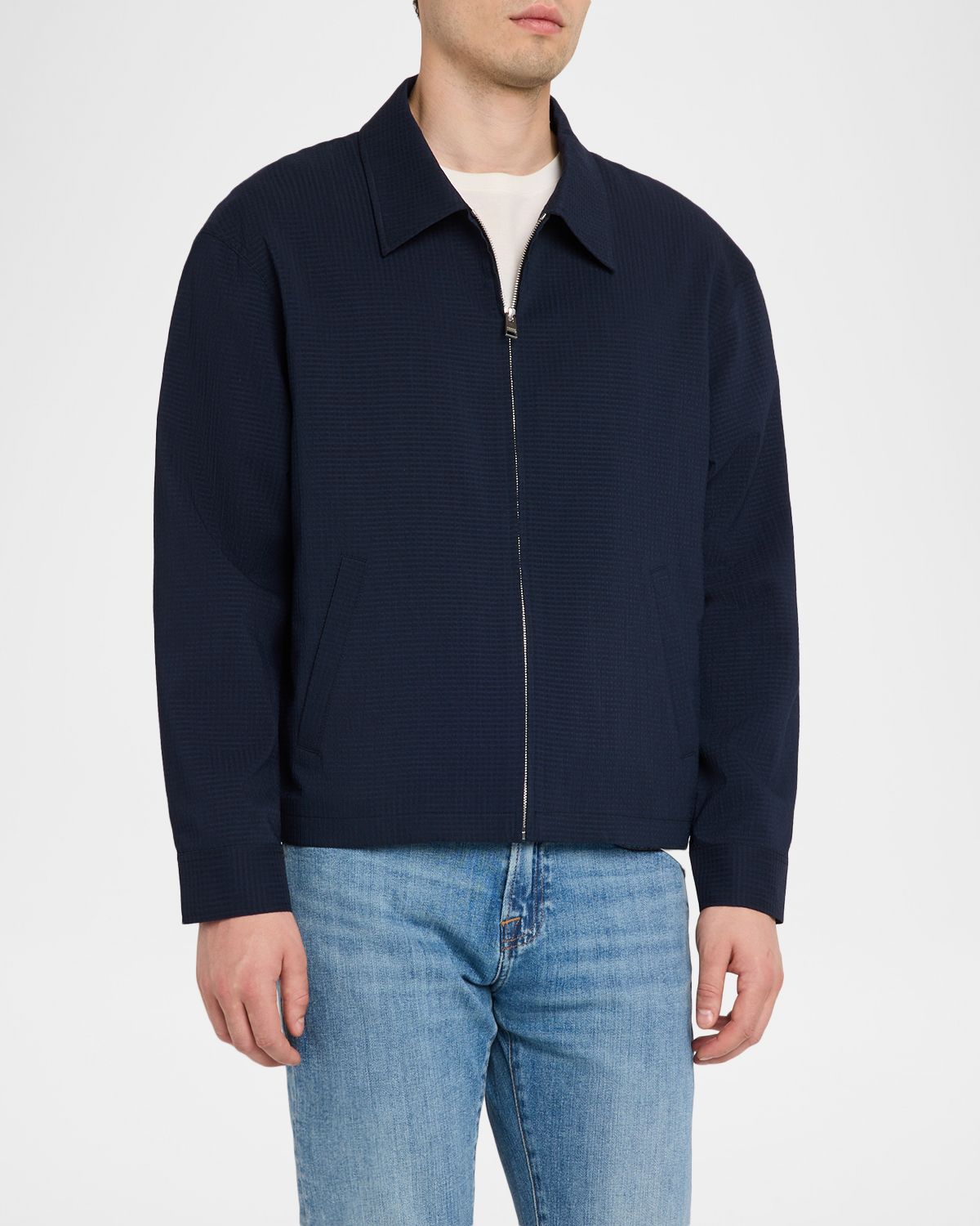 FRAME Men 's Seersucker Blouson Jacket | Thumbnail 4 FRAME Men 's Seersucker Blouson Jacket | Thumbnail 4