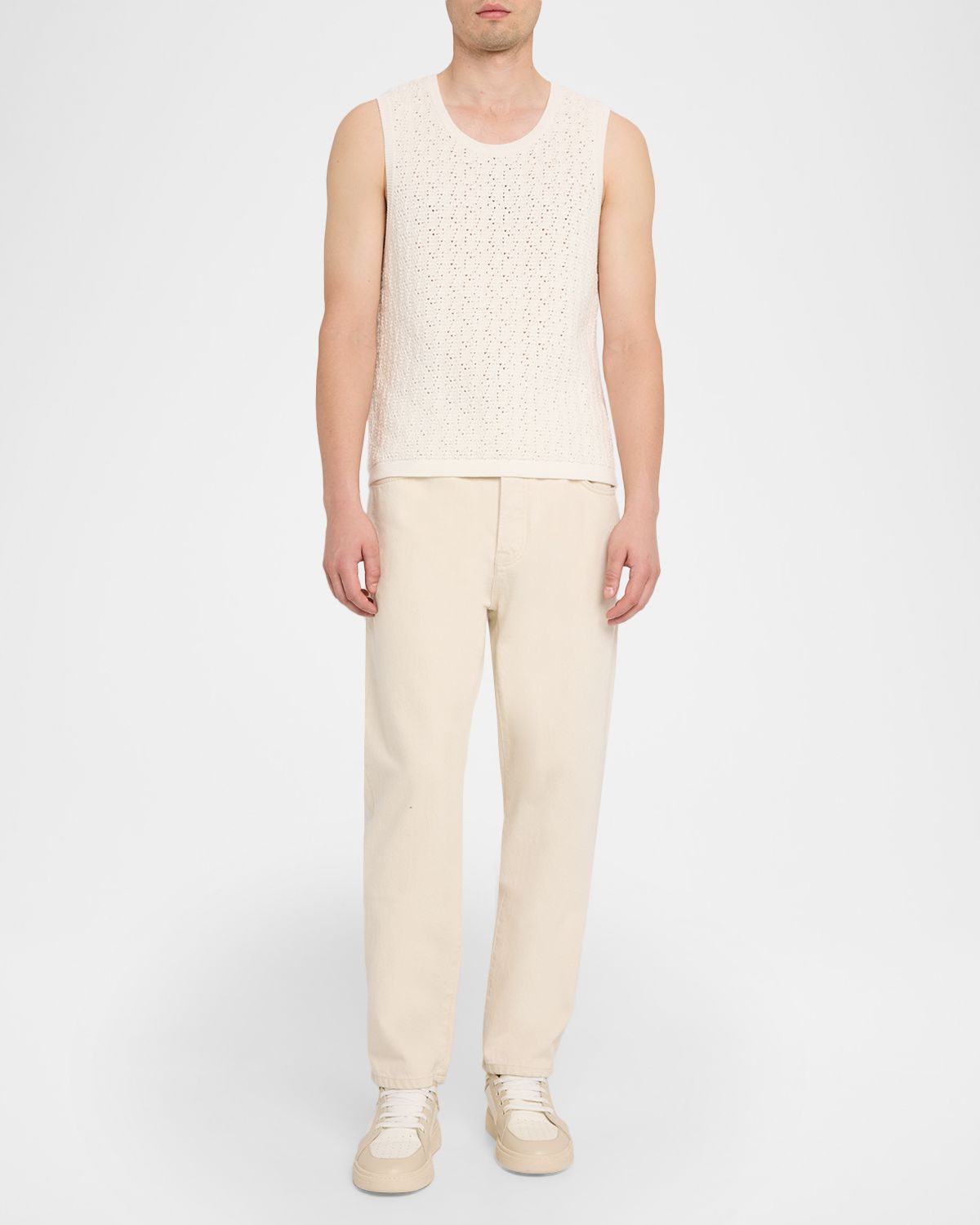 FRAME Men 's Open Knit Cotton-Blend Vest | Thumbnail 2 FRAME Men 's Open Knit Cotton-Blend Vest | Thumbnail 2
