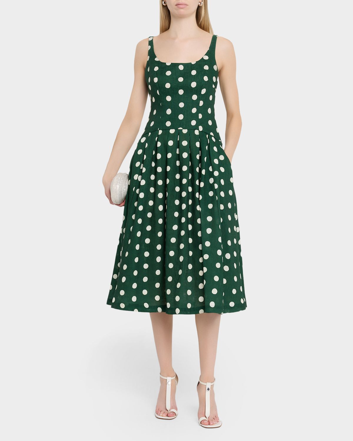 Cara Cara Regio Dropped-Waist Linen Midi Dress | Thumbnail 2 Cara Cara Regio Dropped-Waist Linen Midi Dress | Thumbnail 2