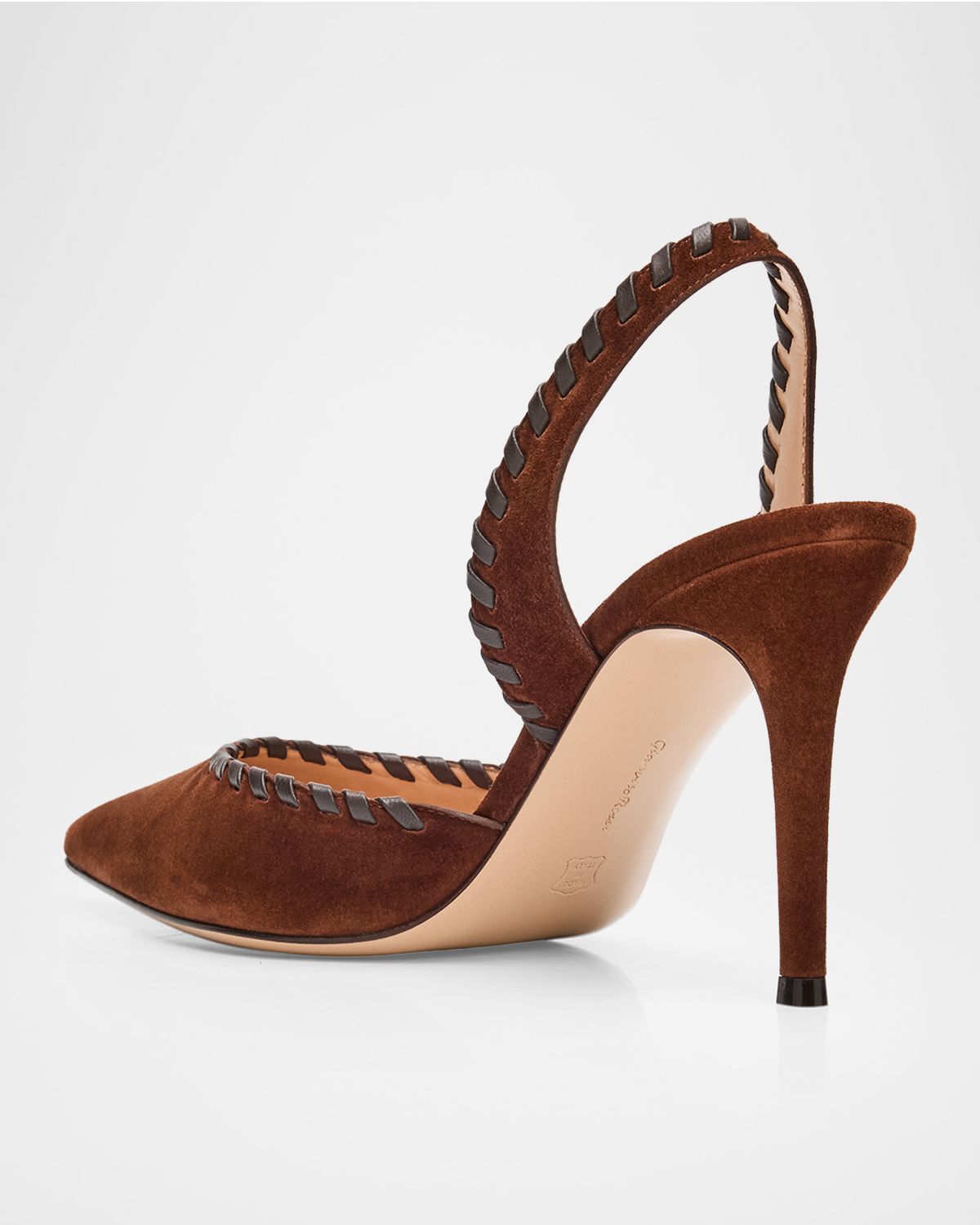 Gianvito Rossi 85mm Whipstitch Suede Slingback Pumps | Thumbnail 4 Gianvito Rossi 85mm Whipstitch Suede Slingback Pumps | Thumbnail 4