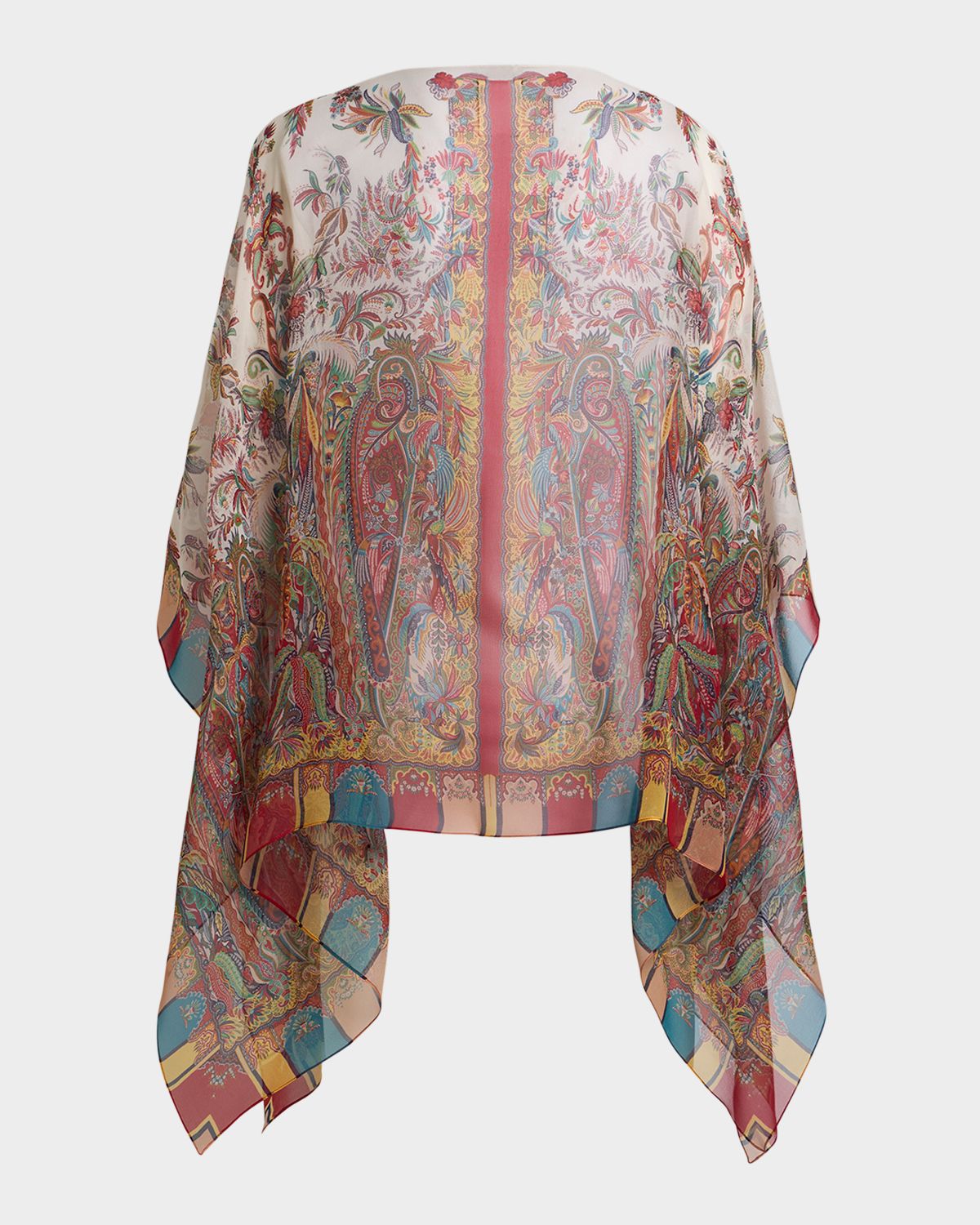 Etro Paisley Foliage Motif Silk Poncho Top | Thumbnail 5