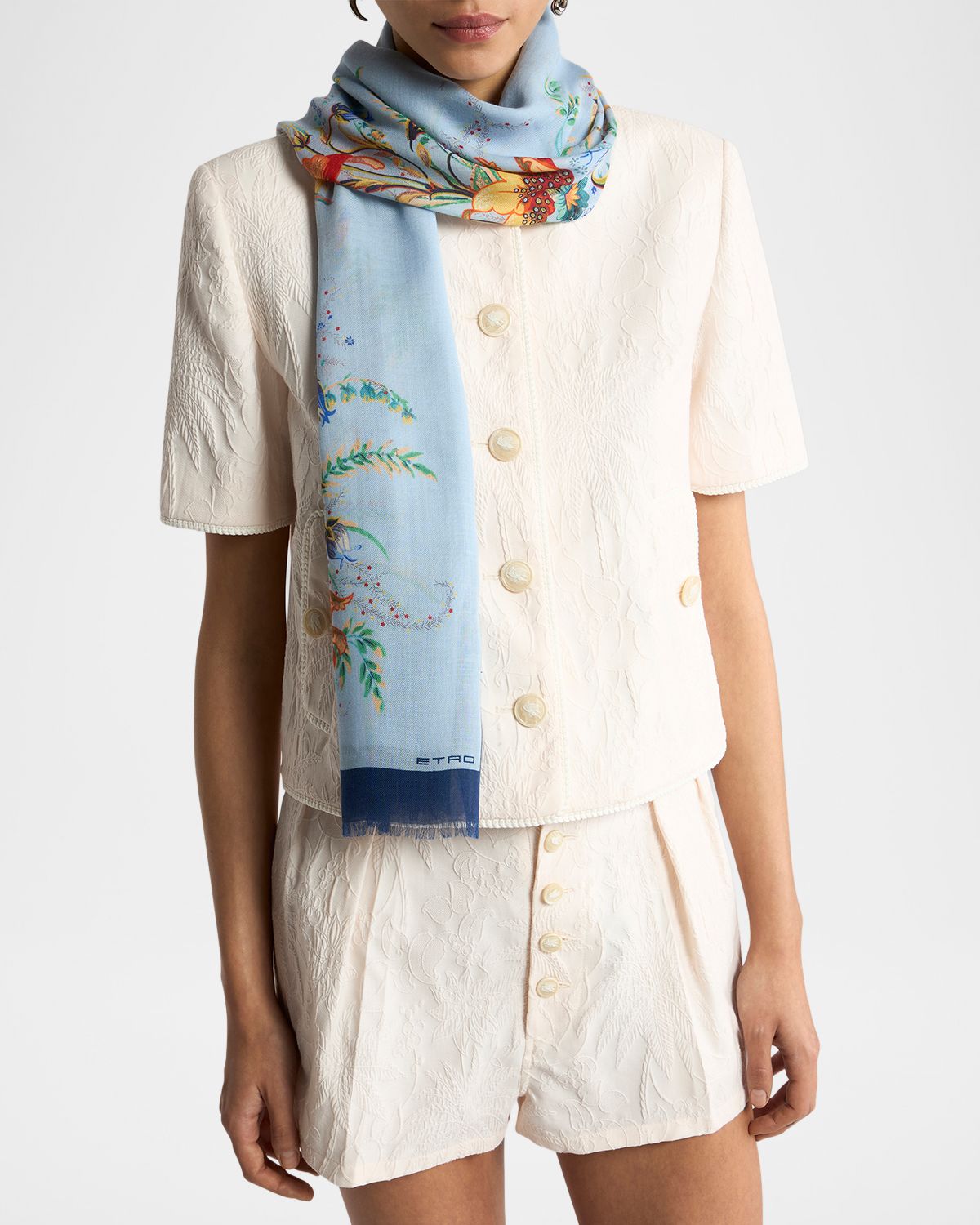 Etro Floral Modal-Cashmere Scarf | Thumbnail 3 Etro Floral Modal-Cashmere Scarf | Thumbnail 3