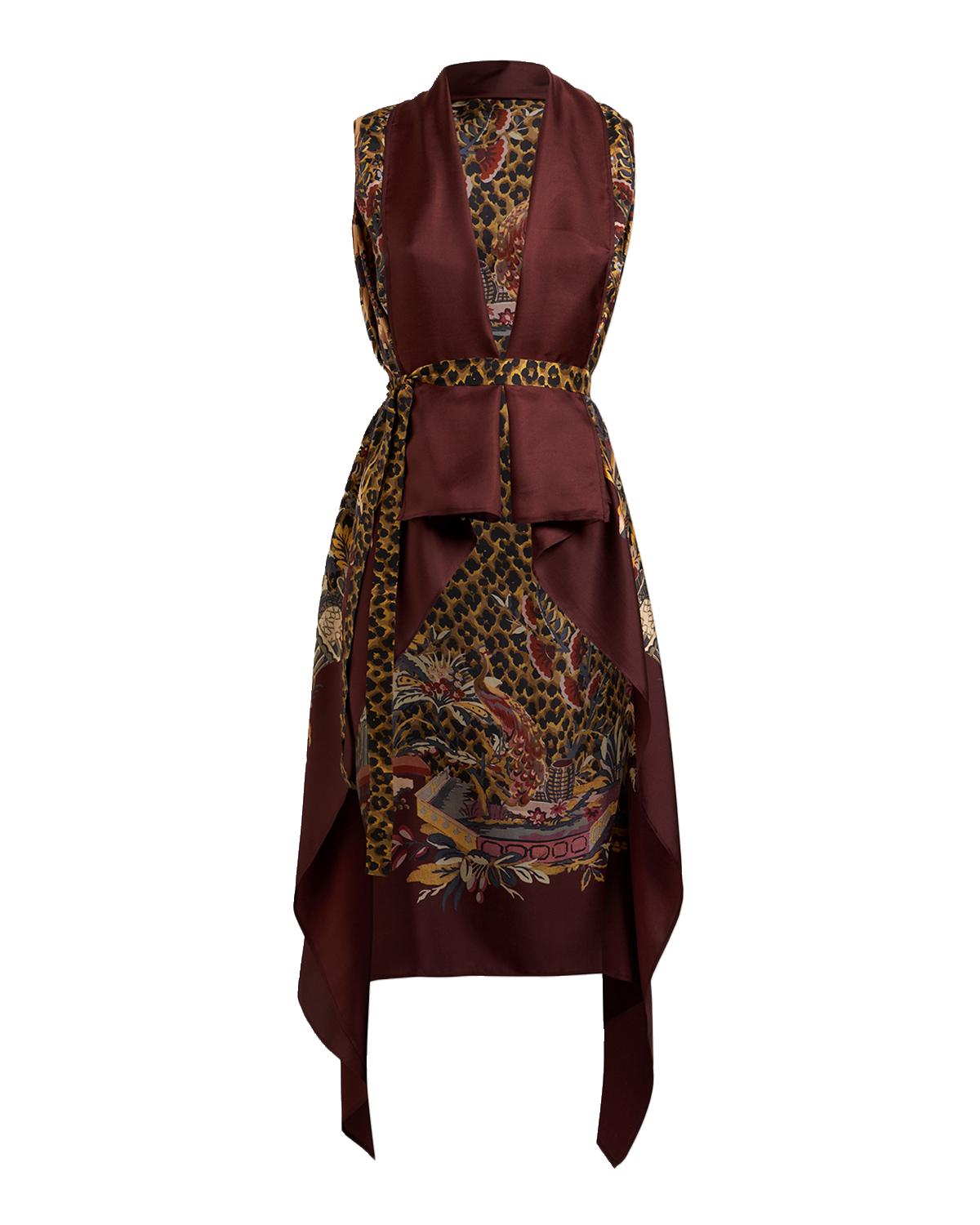 Etro Leopard & Avian Print Silk Foulard Vest | Thumbnail 2 Etro Leopard & Avian Print Silk Foulard Vest | Thumbnail 2
