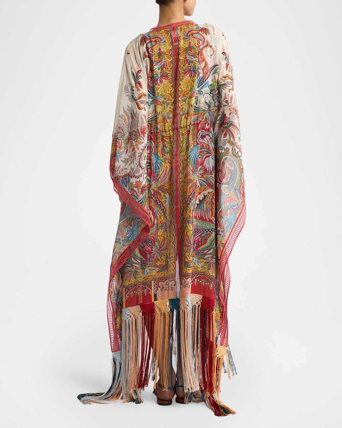 Etro Multicolor Fringe-Trim Kaftan Coverup | Thumbnail 3