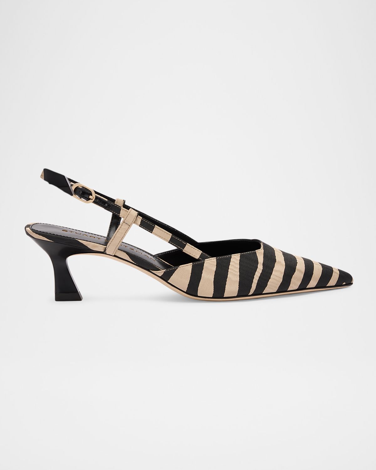 Stuart Weitzman 50mm Vinnie Zebra Moire Slingback Pumps | Image 1 Stuart Weitzman 50mm Vinnie Zebra Moire Slingback Pumps | Image 1