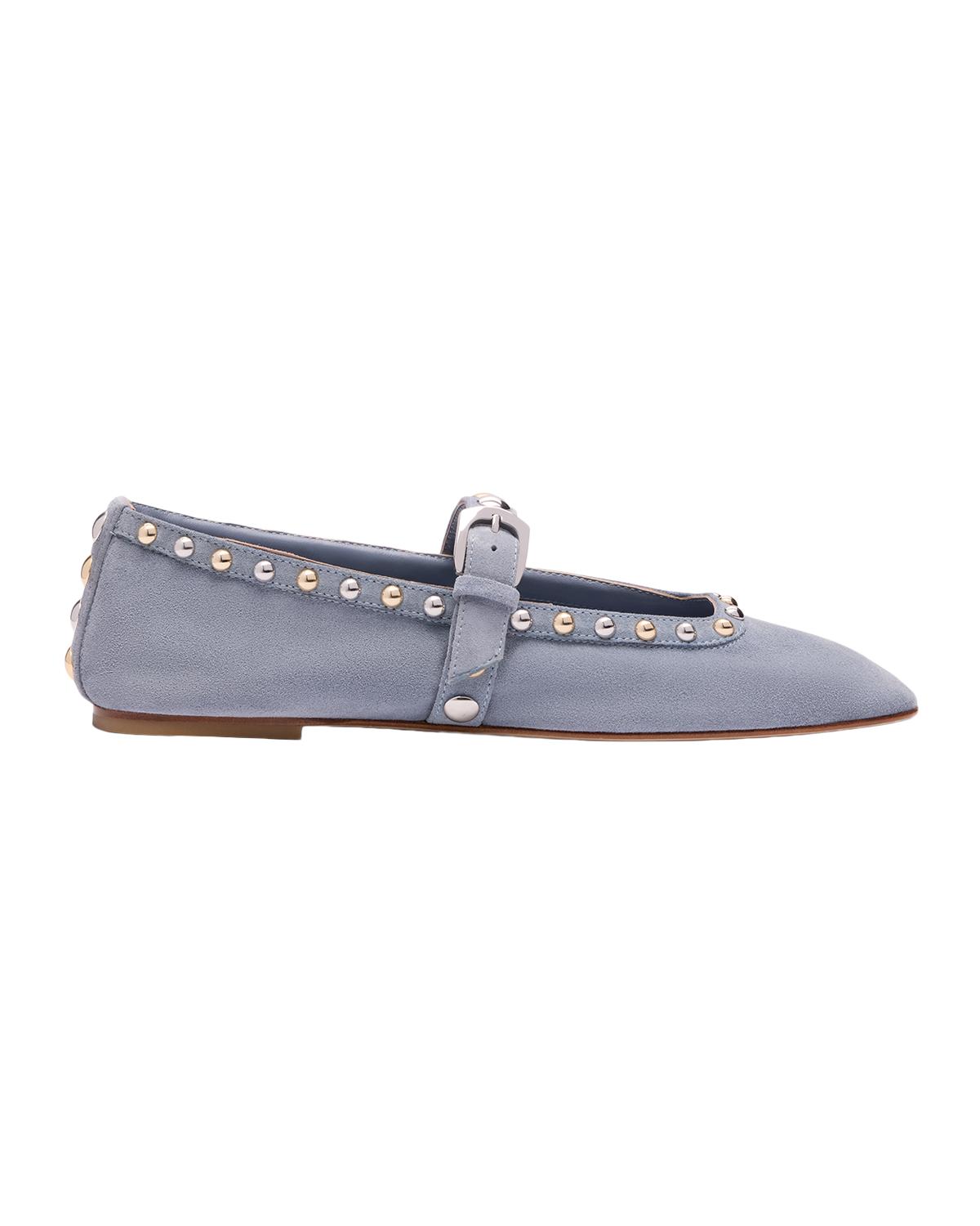Stuart Weitzman Perry Studded Suede Mary Jane Ballerina Flats | Thumbnail 3 Stuart Weitzman Perry Studded Suede Mary Jane Ballerina Flats | Thumbnail 3