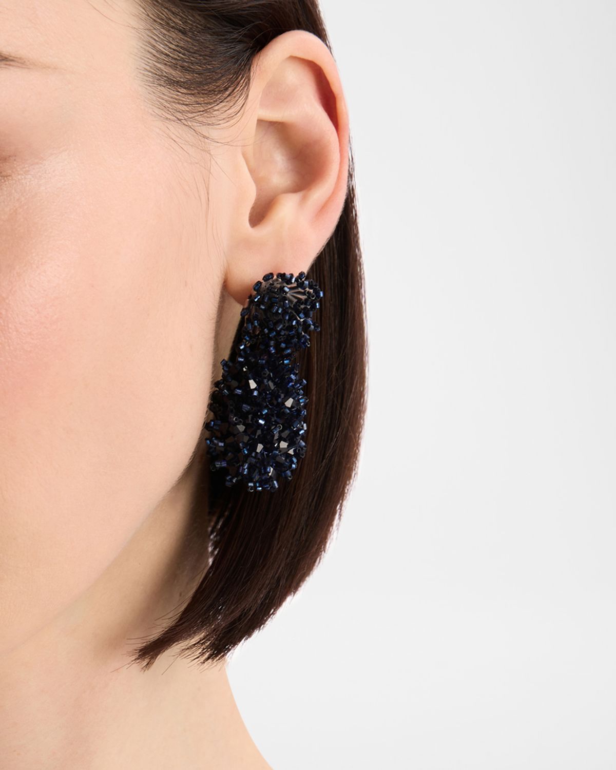 Oscar de la Renta Beaded Cluster Drop Earrings