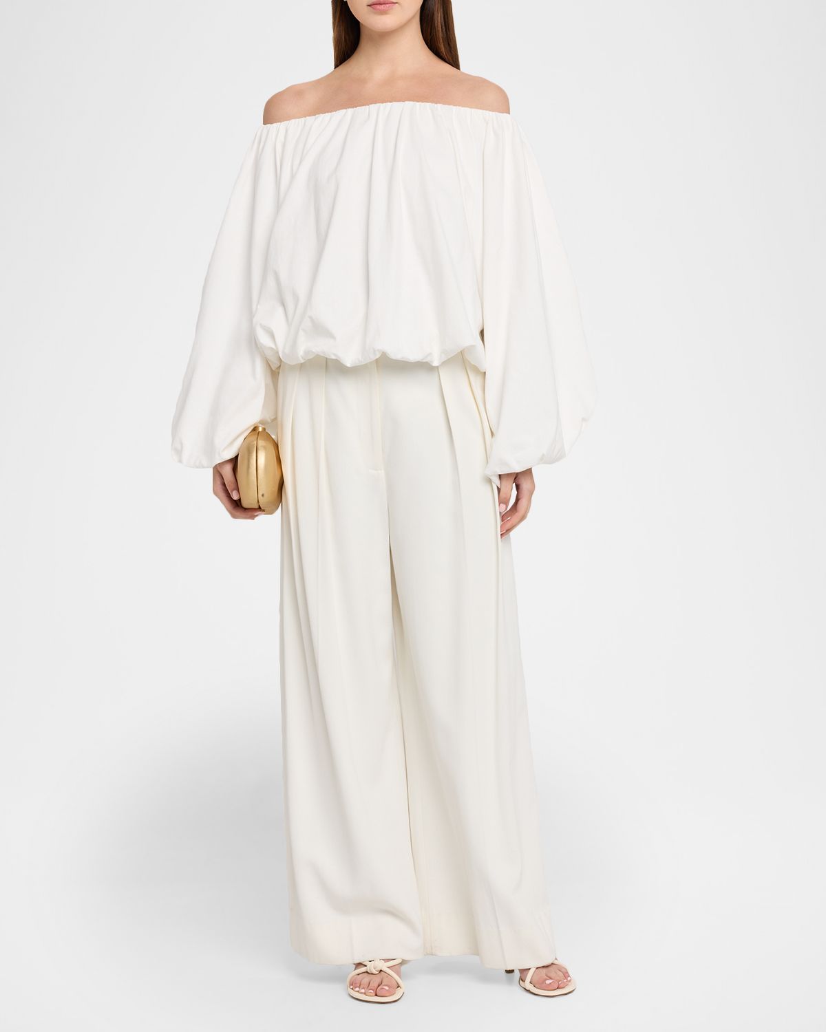 DOROTHEE SCHUMACHER Soft Volume Blouson-Sleeve Cotton Shirt