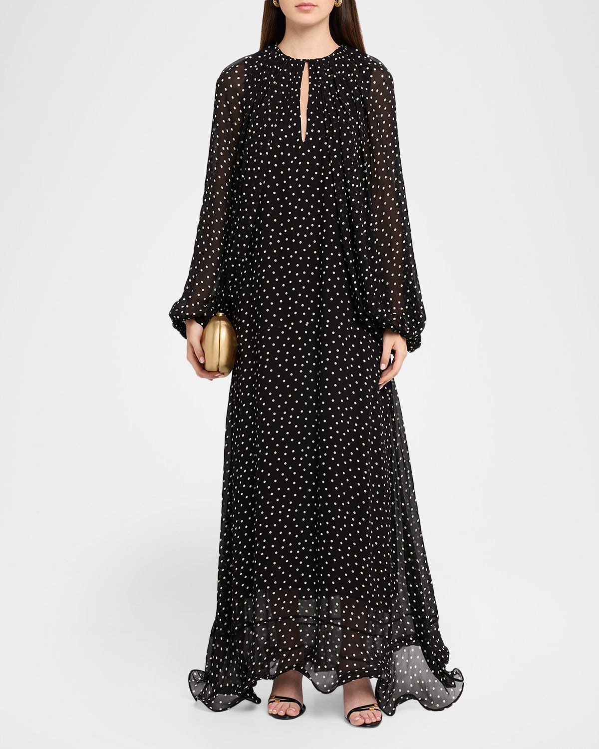 DOROTHEE SCHUMACHER Dancing Dots Polka-Dot Flounce Maxi Dress
