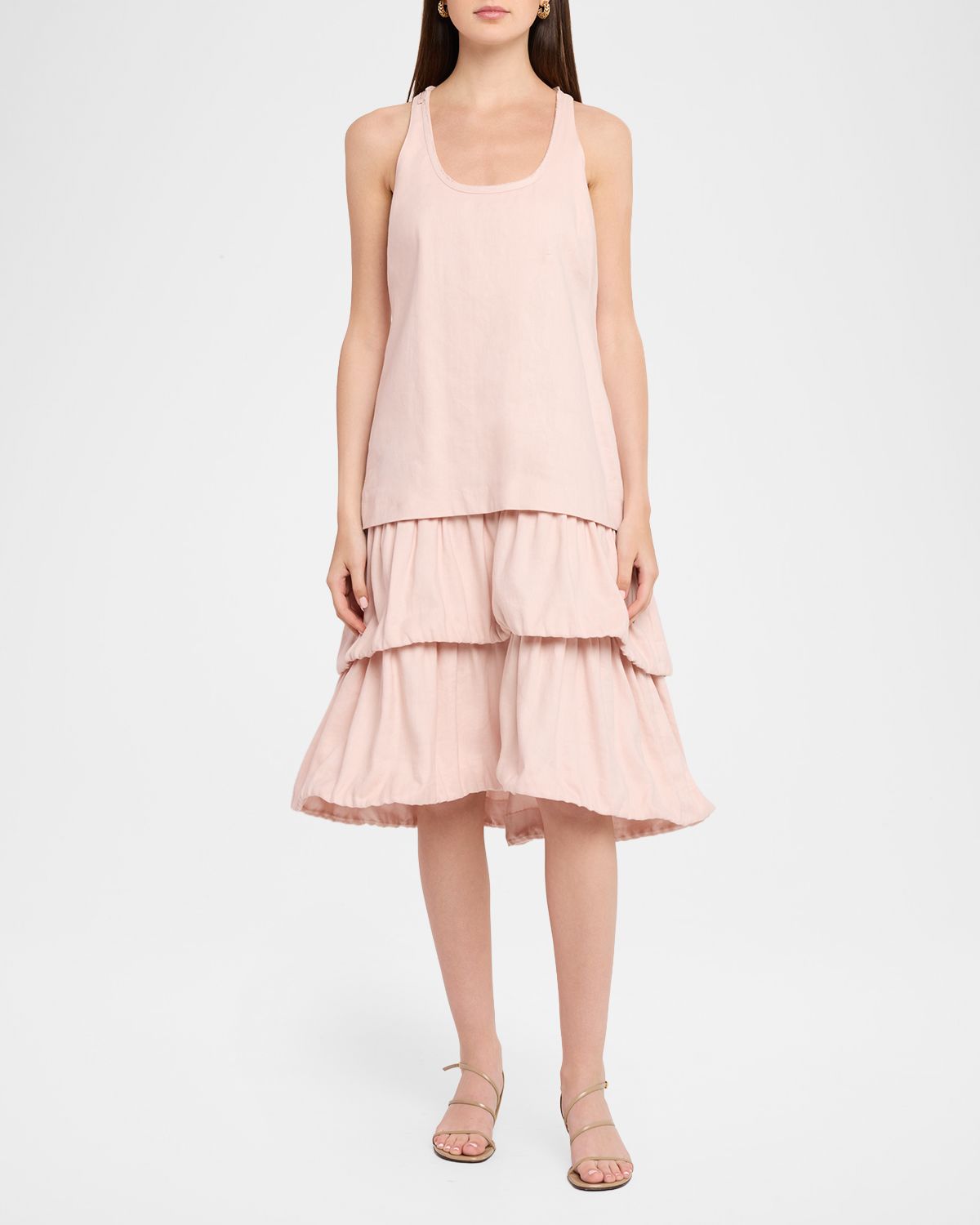 DOROTHEE SCHUMACHER Casual Sophistication Tiered Linen-Cotton Midi Dress