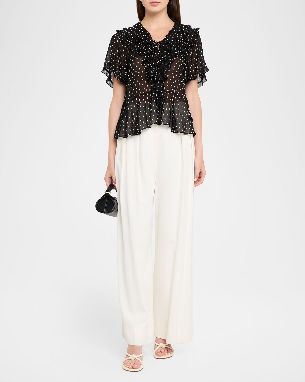 DOROTHEE SCHUMACHER Dancing Dots Blouse in Crinkle Viscose Georgette
