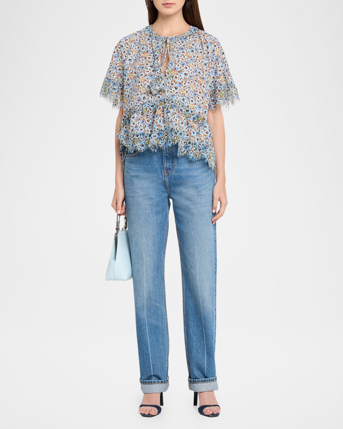 DOROTHEE SCHUMACHER Floral Volumes Lace-Trim Cotton Blouse