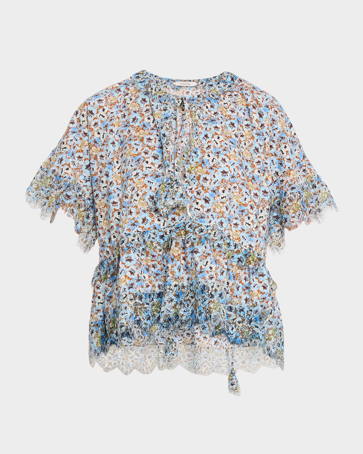 Dorothee Schumacher Floral Volumes Lace-Trim Cotton Blouse