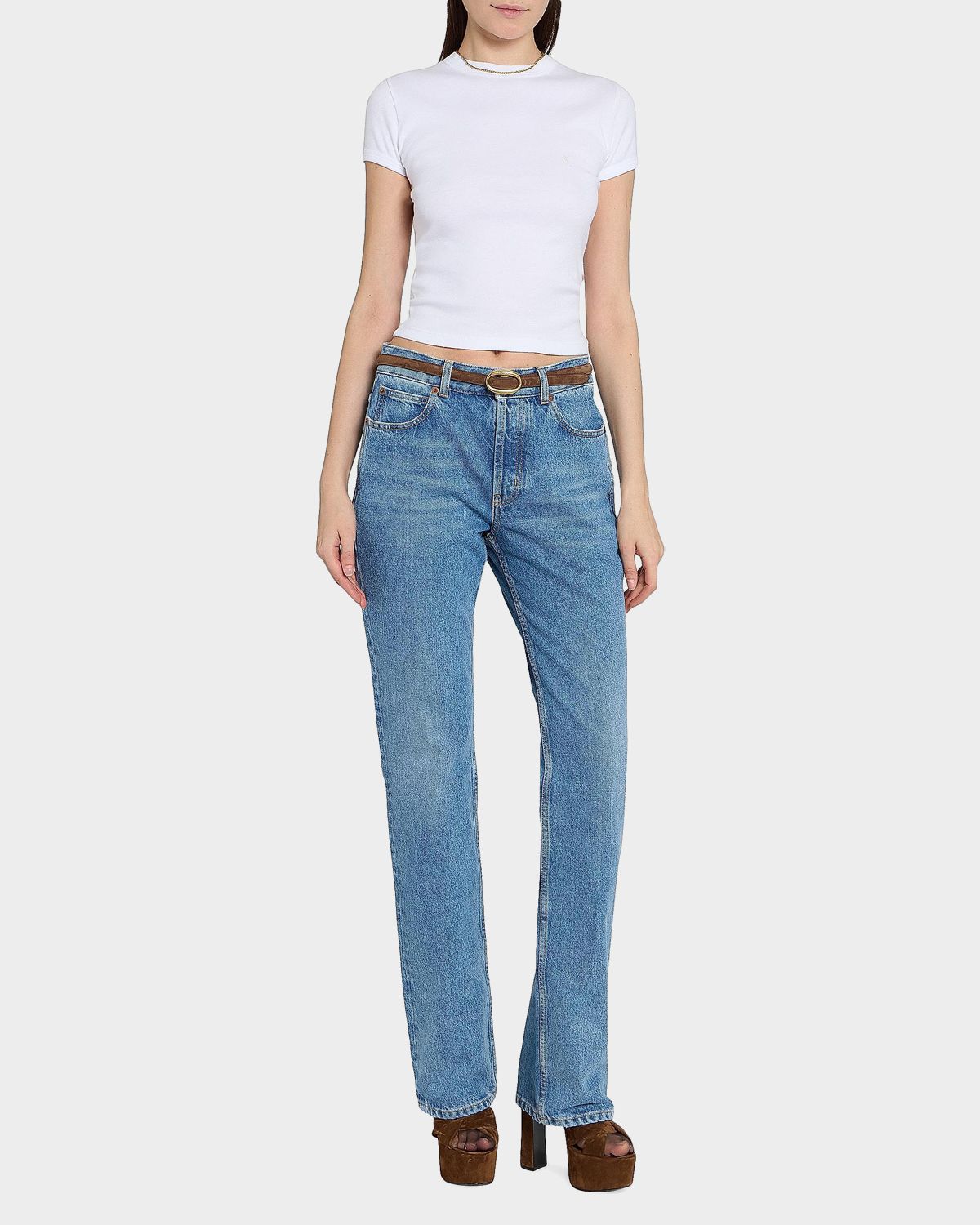 Saint Laurent Oval Buckle Thin Suede Belt | Thumbnail 4 Saint Laurent Oval Buckle Thin Suede Belt | Thumbnail 4