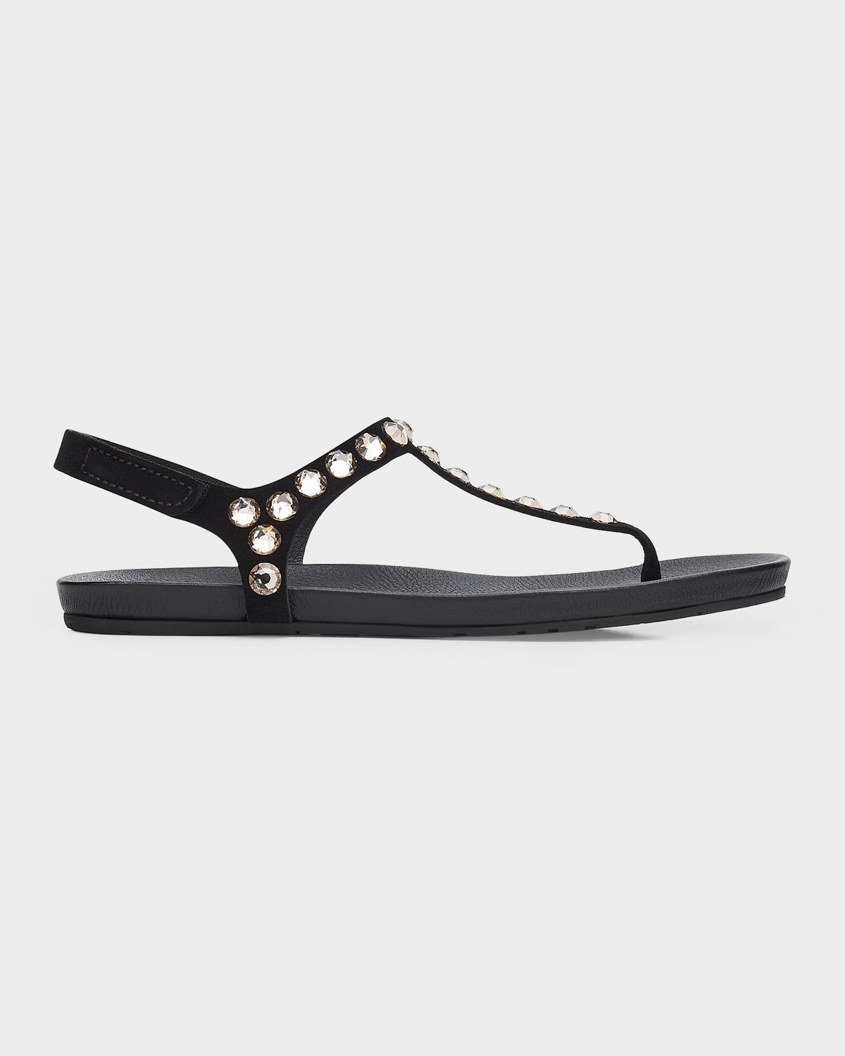 Pedro Garcia Judith Embellished Suede Flat Thong Sandals