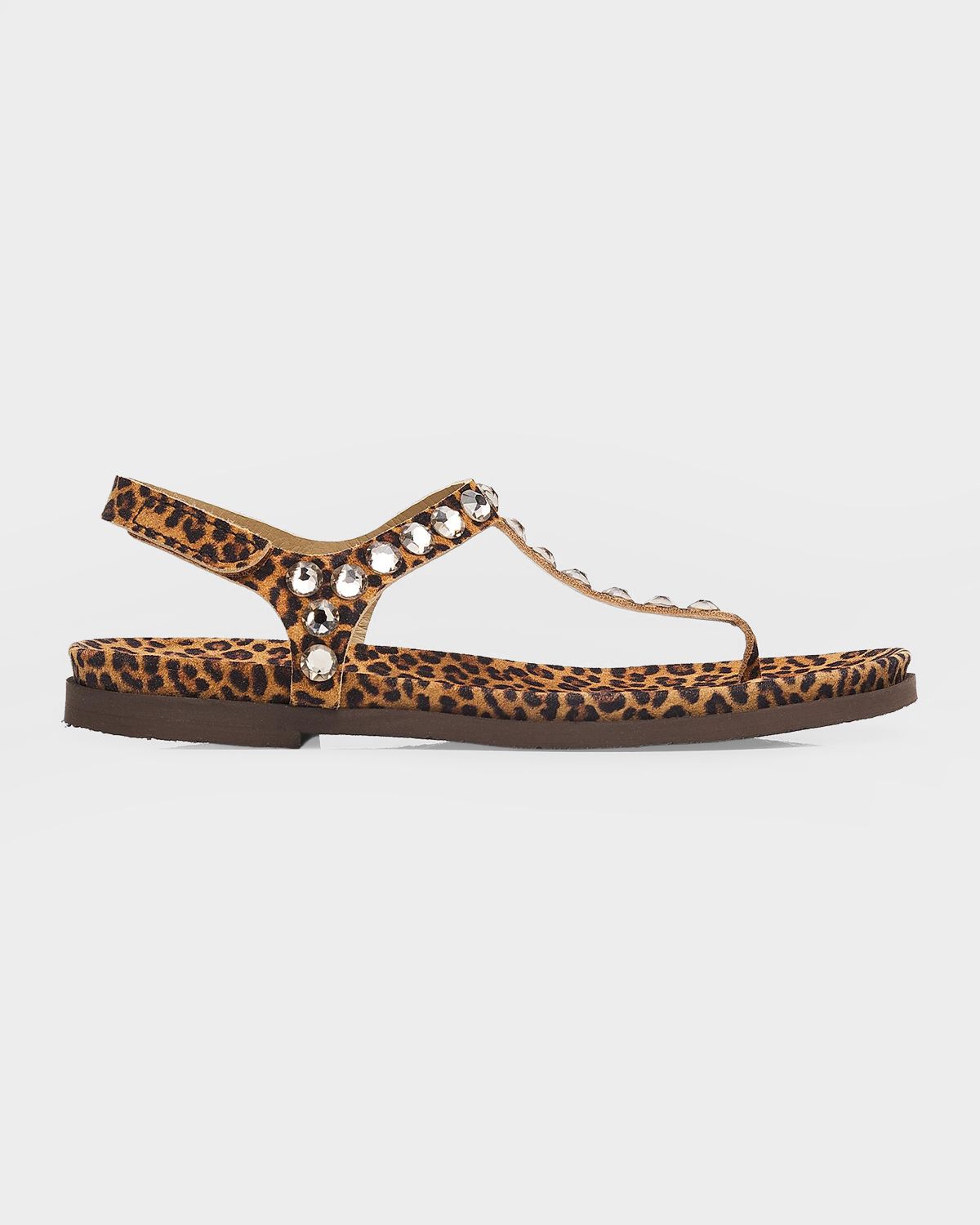 Pedro Garcia Judith Leopard-Print Studded Thong Sandals