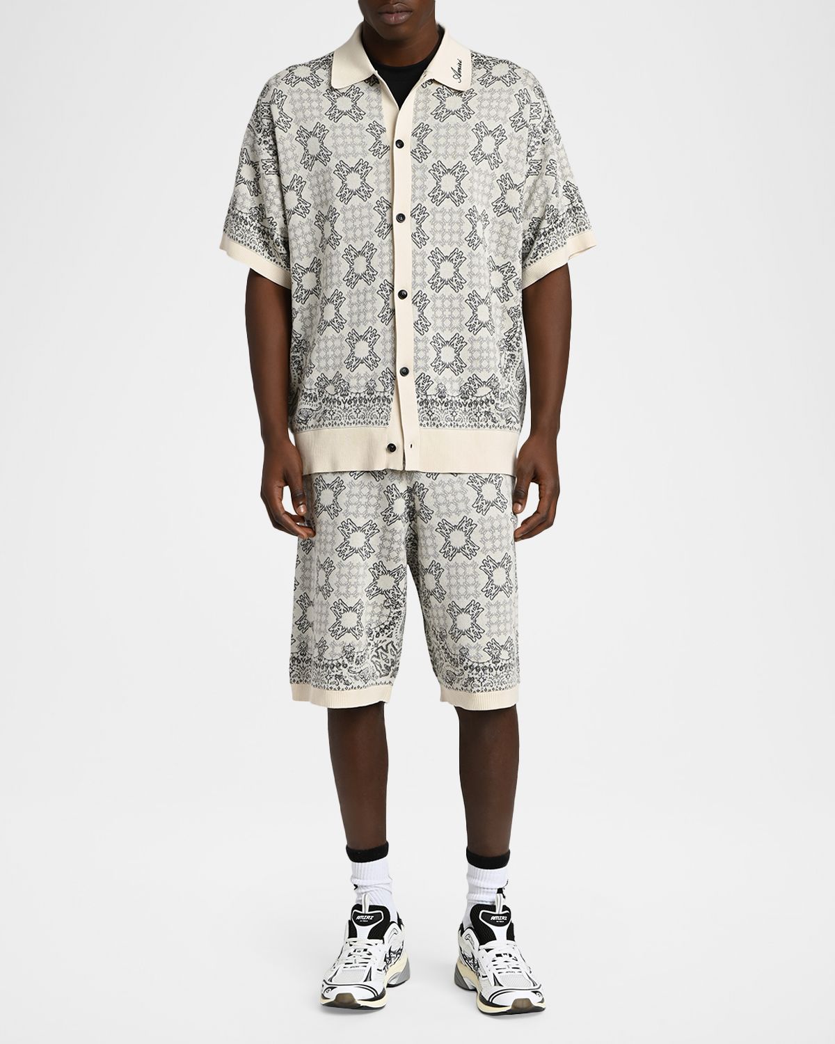 Amiri Men 's MA Quad Check Knit Drawstring Shorts | Thumbnail 5