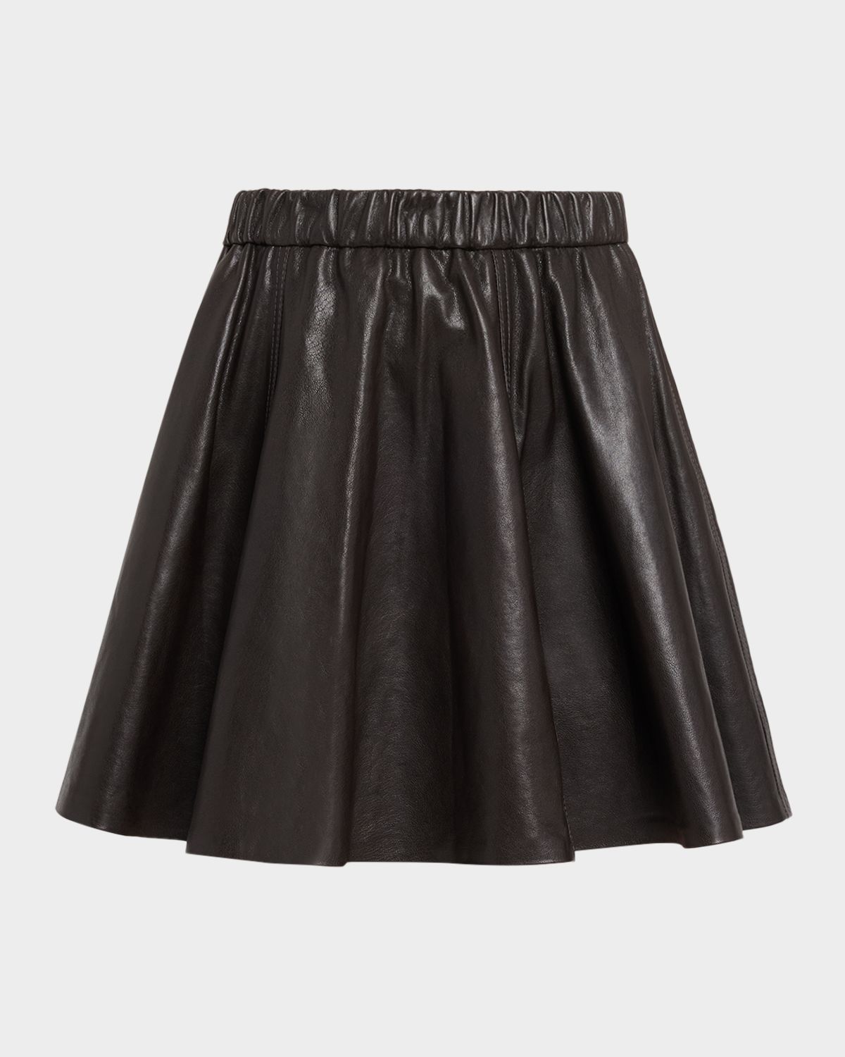 Brunello Cucinelli Leather Flared Mini Skirt