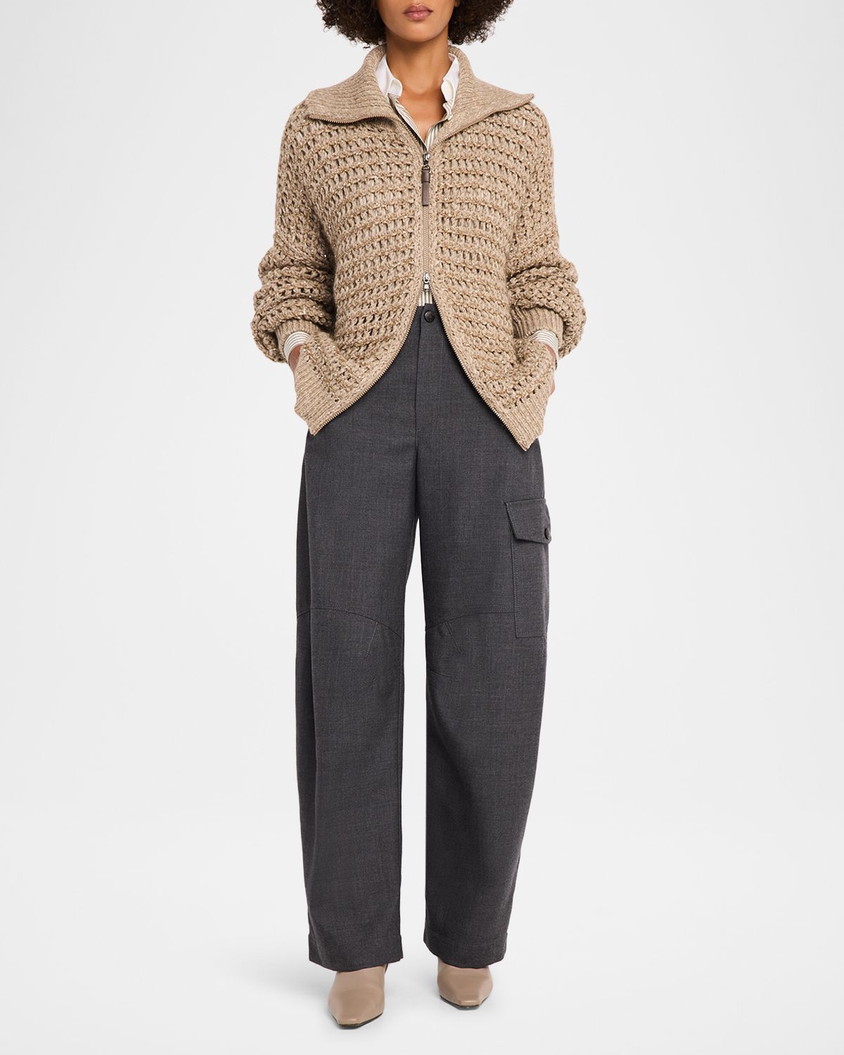 Brunello Cucinelli Cashmere-Blend Chunky-Knit Cardigan | Thumbnail 2 Brunello Cucinelli Cashmere-Blend Chunky-Knit Cardigan | Thumbnail 2