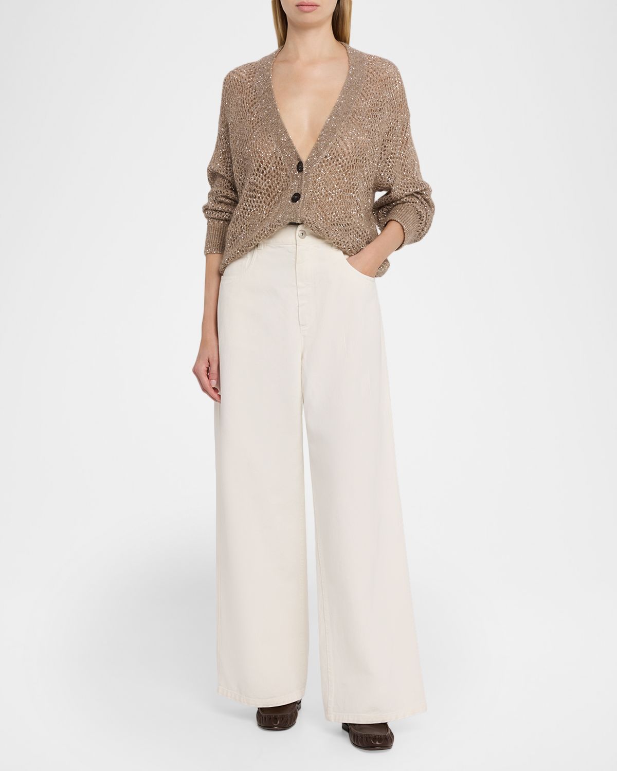 Brunello Cucinelli Sequined Mesh-Knit Cardigan | Thumbnail 2 Brunello Cucinelli Sequined Mesh-Knit Cardigan | Thumbnail 2