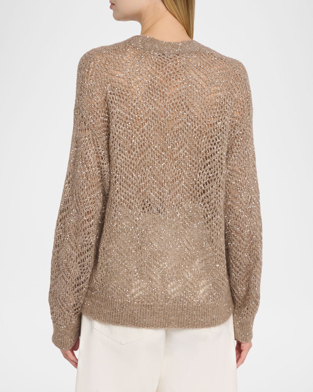 Brunello Cucinelli Sequined Mesh-Knit Cardigan | Thumbnail 3 Brunello Cucinelli Sequined Mesh-Knit Cardigan | Thumbnail 3