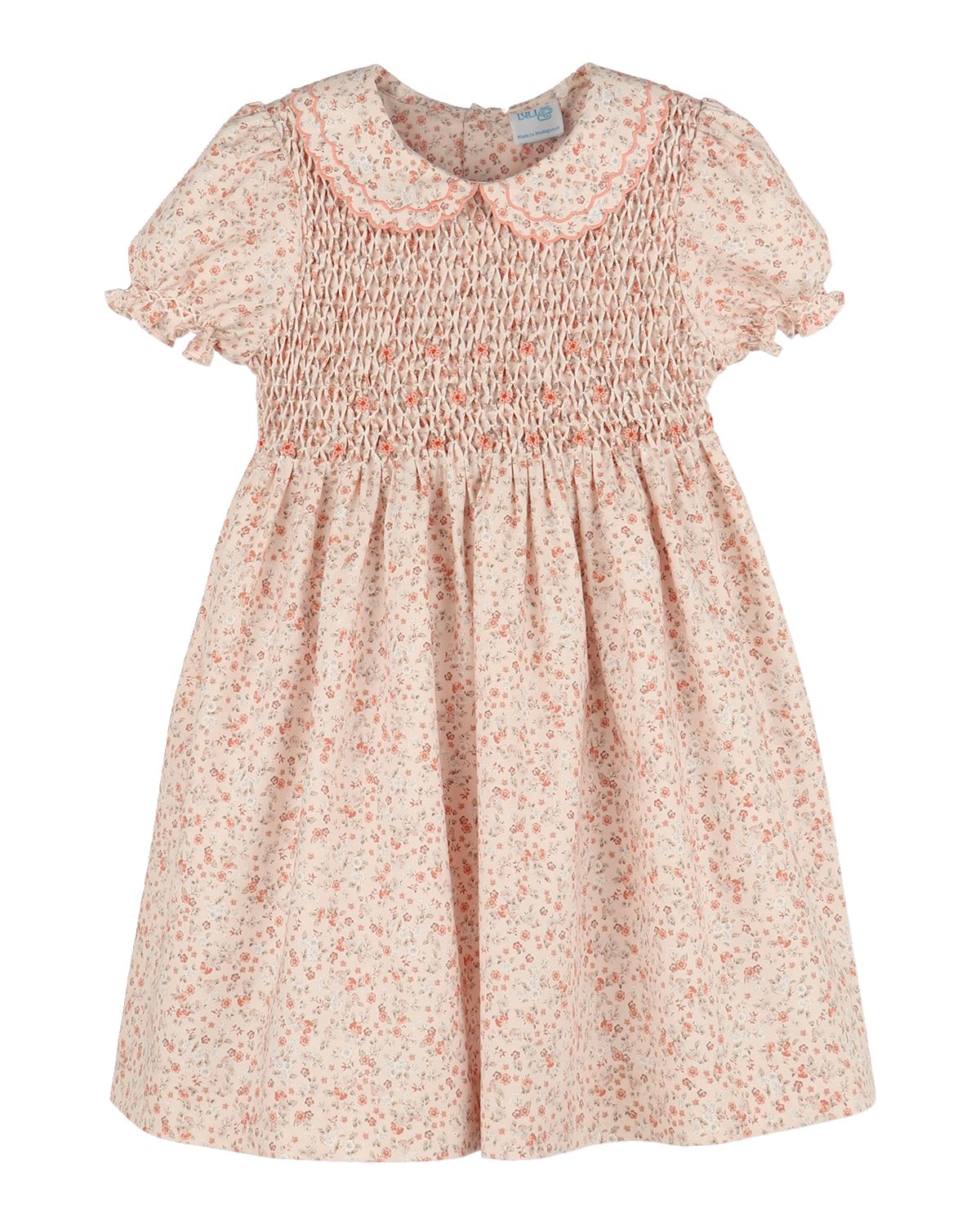 Luli & Me Girl 's Honeycomb Smocked Cotton Dress, Size 2T-6 | Thumbnail 3 Luli & Me Girl 's Honeycomb Smocked Cotton Dress, Size 2T-6 | Thumbnail 3