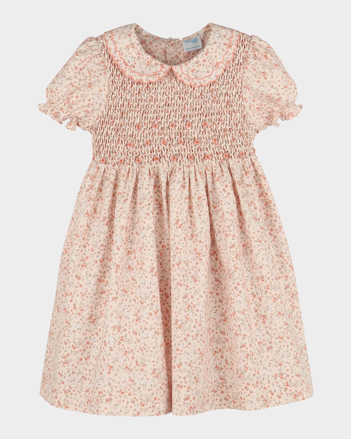 Luli & Me Girl 's Honeycomb Smocked Cotton Dress, Size 2T-6
